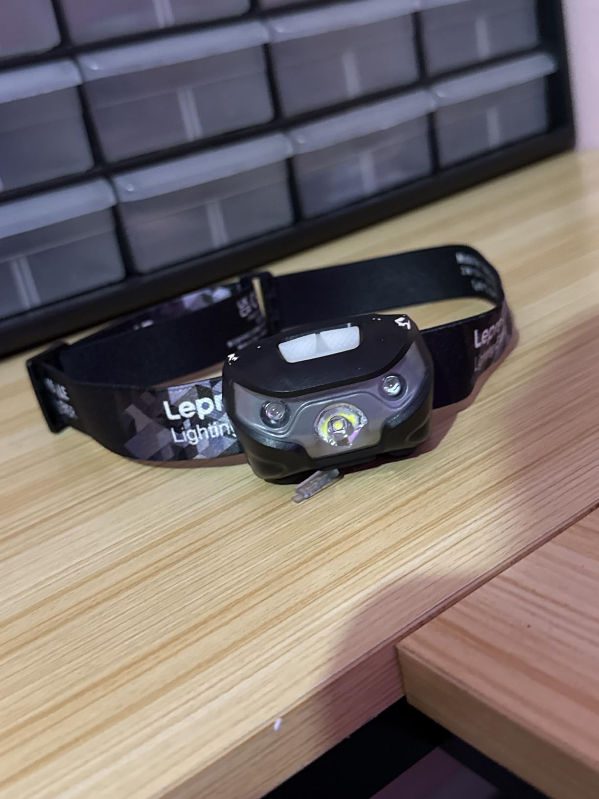 Lepro LED Headlamp Rechargeable IPX4 Waterproof Headlight 5 Modes - Black | USB Cable Included, Super bright, Multiple lighting modes, Red light, Lightweight, Adjustable Headband, Camping, Hiking, Running customer photo 1
