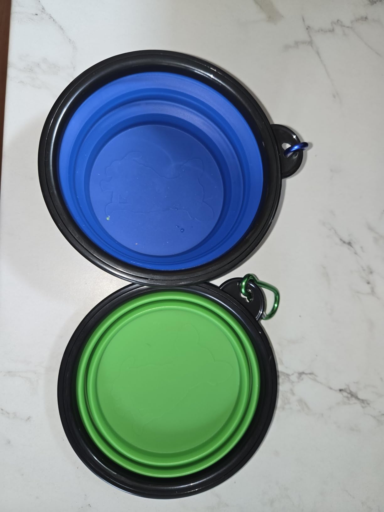 Dog Bowl Pet Collapsible Bowls, 2 Pack for Cats Dogs, Portable Pet Feeding Watering Dish for Walking Parking Traveling with 2 Carabiners (Small, Blue+Green) customer photo 1