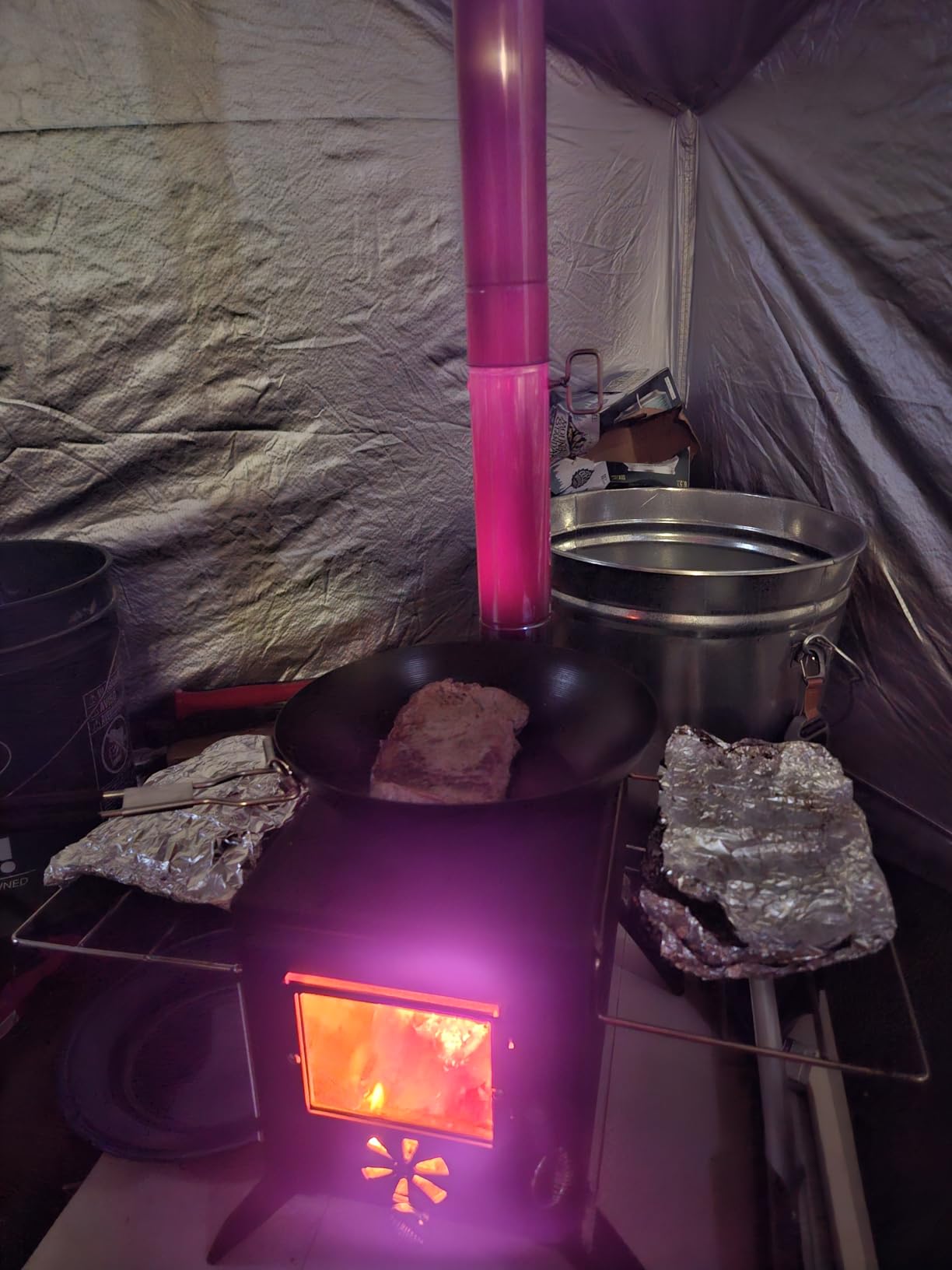AVOFOREST Hot Tent Stove, Wood Burning Stove, Small Wood Stove with 7 Stainless Chimney Pipes for Outdoor Heating & Cooking, Ice Fishing, Hunting customer photo 1