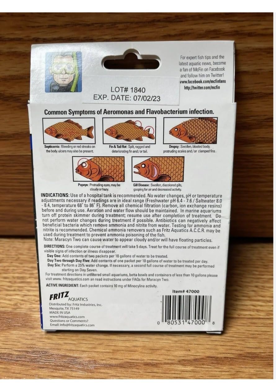 Fritz Maracyn - for Saltwater and Freshwater gram-Positive Relief from Bacterial gill, Popeye, More - Easy dose Packets, 20 Count customer photo 1