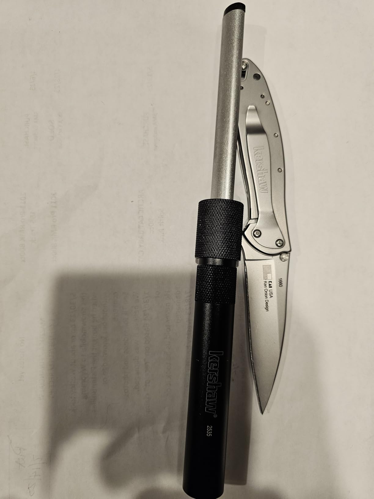 Kershaw Leek, BlackWash Pocket Knife (1660BLKW); 3 Sandvik 14C28N Steel Blade, 410 Stainless Steel Handle, BlackWash Finish, SpeedSafe Assisted Open, Frame and Tip Locks, Reversible Pocketclip; 3 OZ customer photo 1