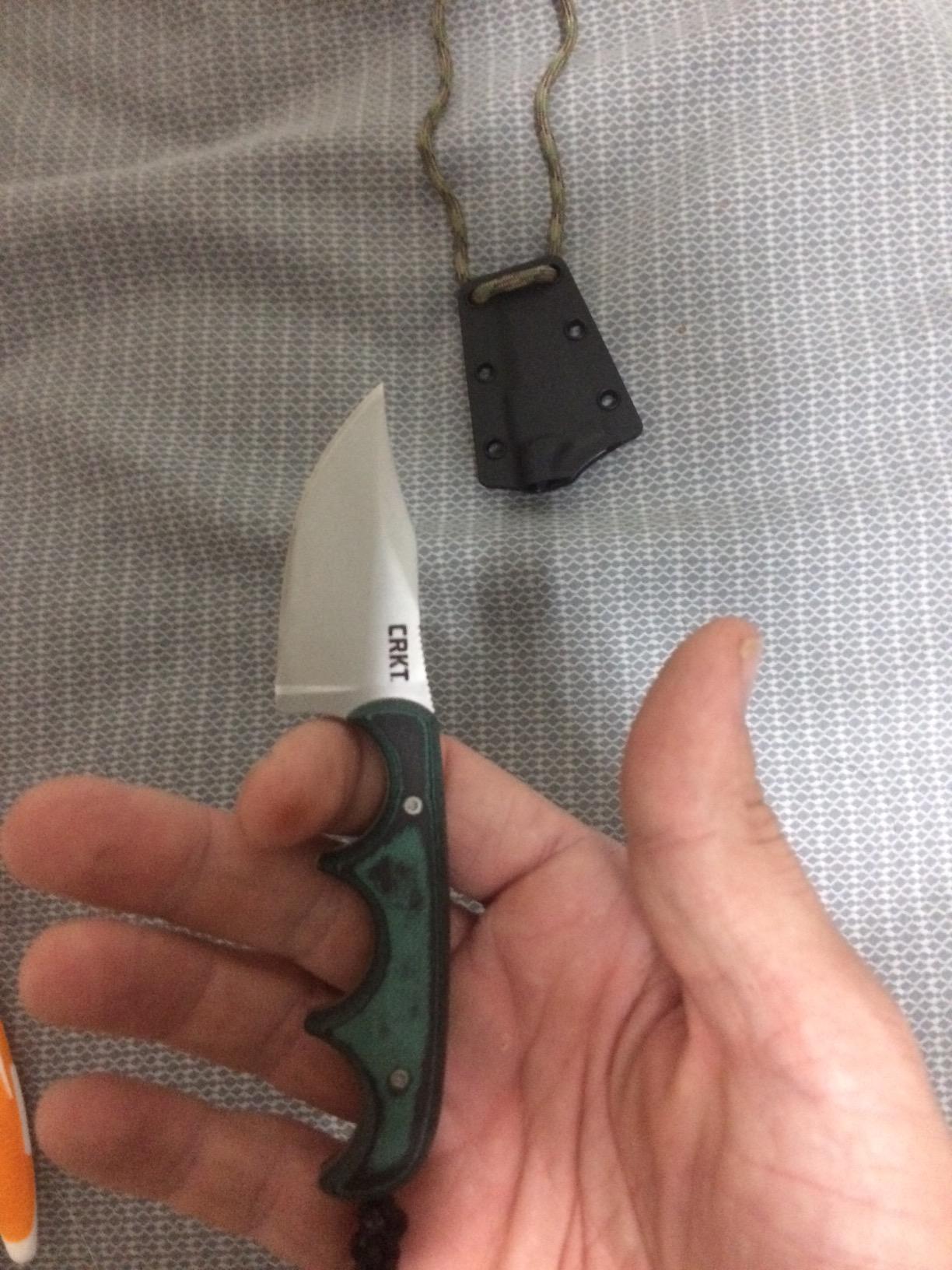 CRKT Minimalist Bowie Outdoor Survival Fixed Blade Knife with Sheath: Stainless Steel Plain Edge Blade, Micarta Handle, 2387 customer photo 2