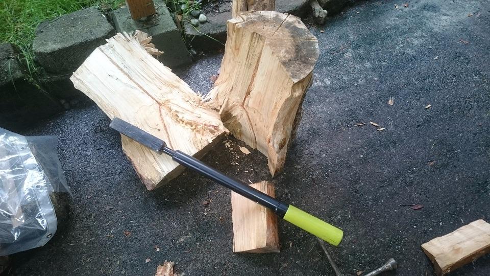 Timber Tuff Manual Log Splitter, Heavy-Duty Steel Wood Splitting Tool, Slide Hammer & Comfort Grip Handle for Firewood, Kindling, TMW-11, Green customer photo 1