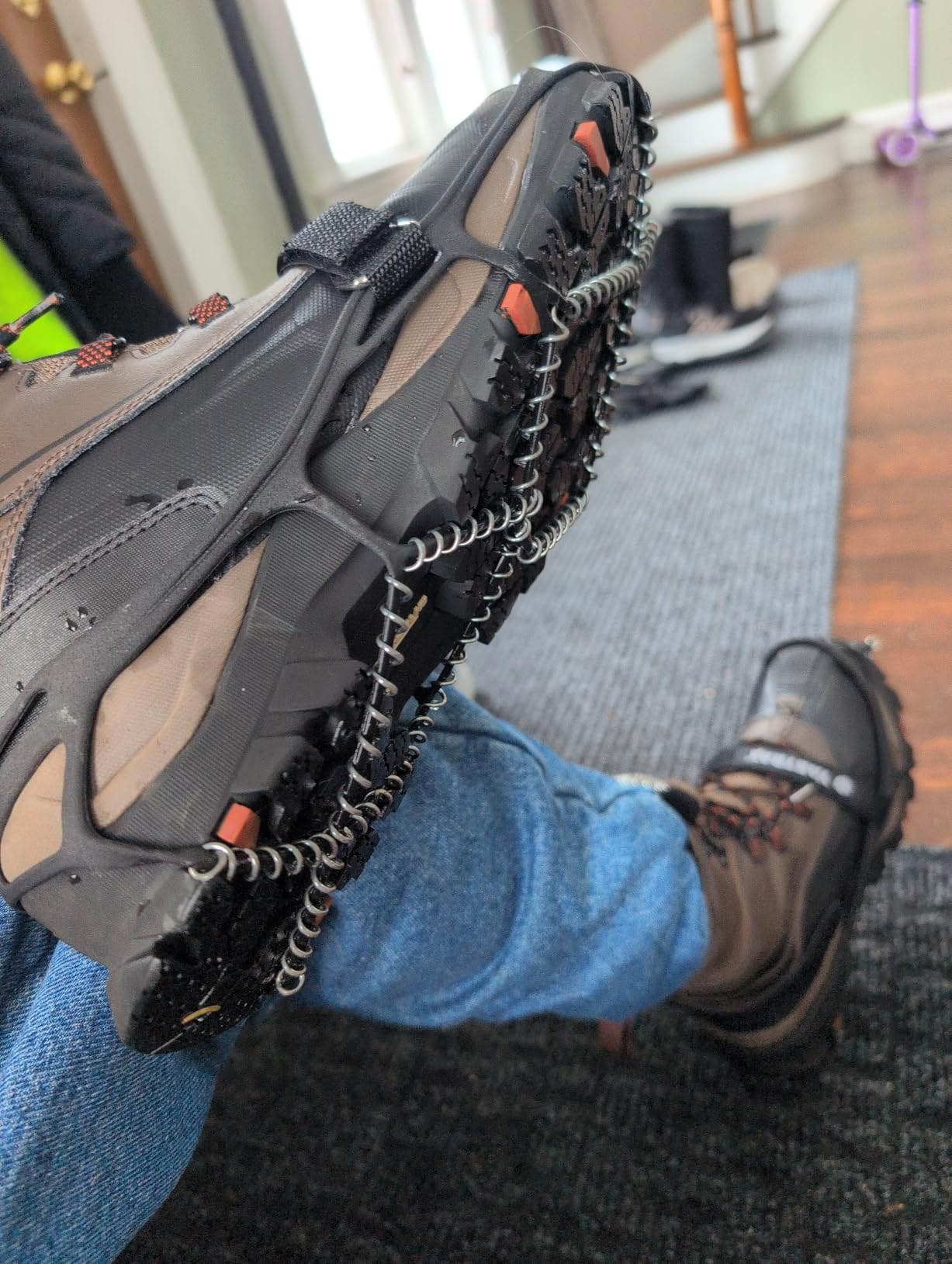 Yaktrax Pro Traction Cleats - 360-Degree Grip on Snow, Ice, & Multi-Terrain Surfaces - Elastic Outer Band with Easy-On/Off Heel Tab & 1.4mm Stainless Steel Coils - Abrasion Resistant - Unisex customer photo 2