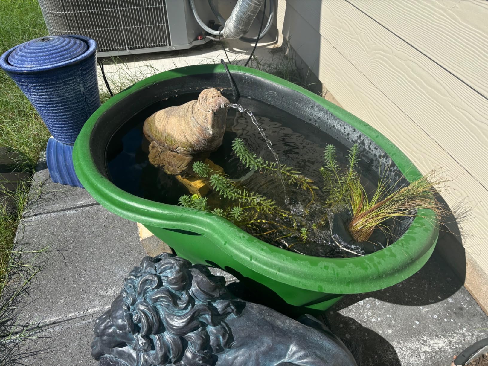 Algreen Rigid Preformed Plastic Pond Liner, 33 Gallon Base Accessory for Backyard, Garden, Fountain, and Water Ponds - Avonlea, Black customer photo 1