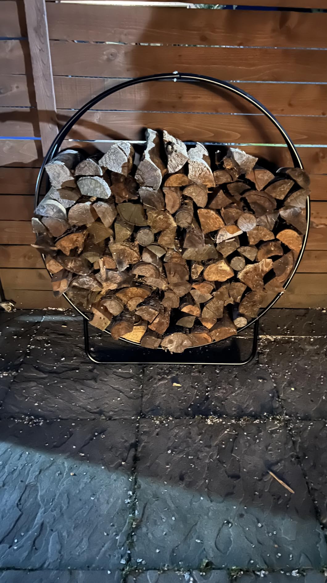 Sunnydaze 48-Inch Outdoor Firewood Rack Hoop - Indoor Round Tubular Steel Fireplace Wood Holder - 700-lb Capacity customer photo 1