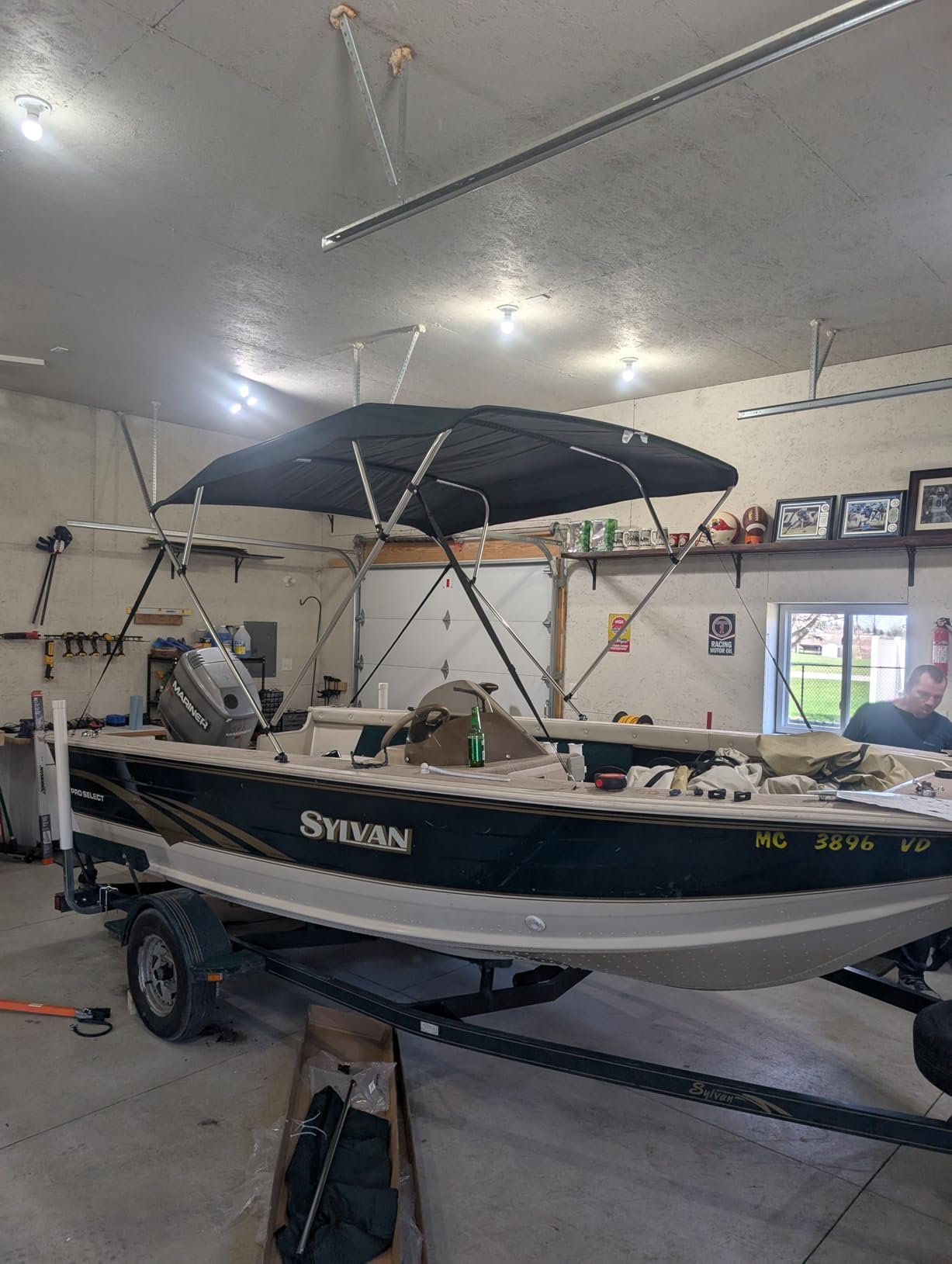 Naviskin 3 Bow & 4 Bow Bimini Top for Boats, 10 Colors, 13 Sizes | Easy Installation, 2 Mounting Methods, 4 Straps & 2 Rear Support Poles, 1
