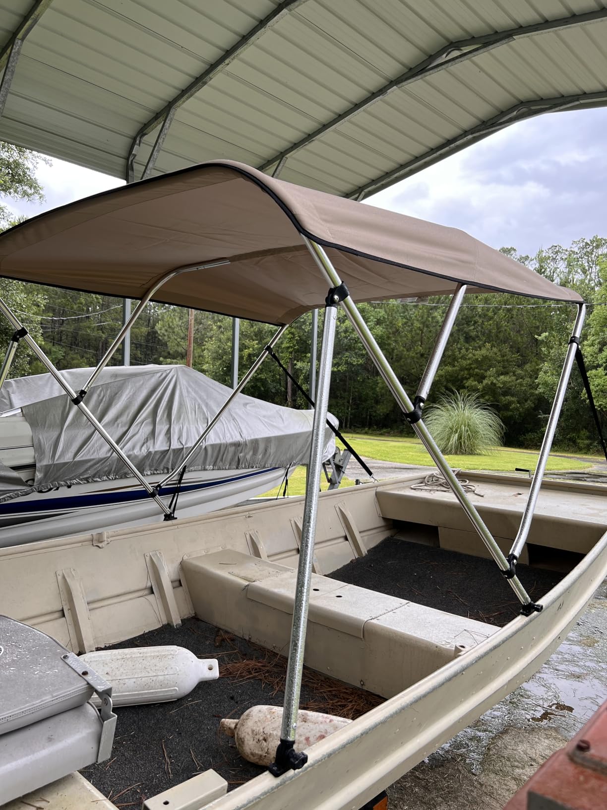 Leader Accessories 10 Colors 3 Bow 4 Bow Bimini Top Cover for Boat Includes 4 Straps 2 Rear Support Poles Mounting Hardwares Storage Boot with 1