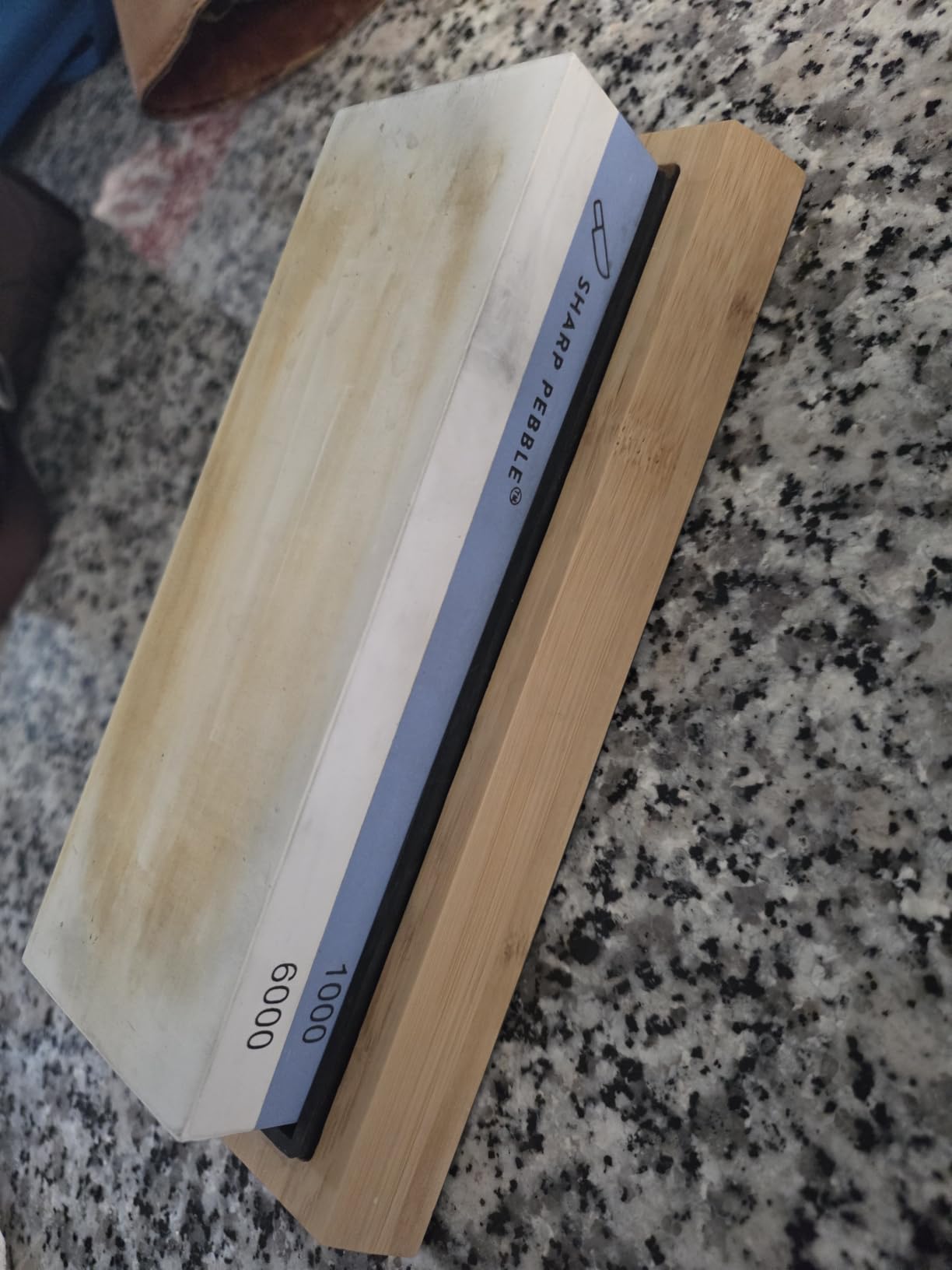 Sharp Pebble Whetstone Knife Sharpener - 1000/6000 Grit Sharpening Stone | Angle Guide for Foolproof Results - Wet Stone Sharpener & Honing Kit with Non-Slip Bamboo Base- Guided Beginner Instructions customer photo 1