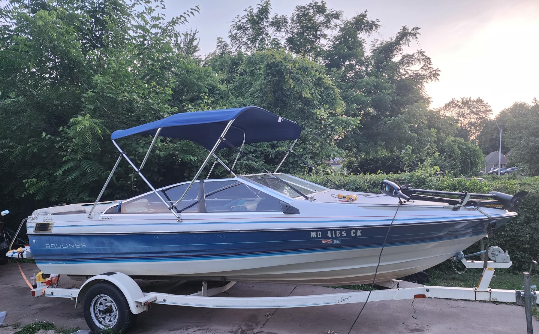 MSC 3 Bow 4 Bow Bimini Top Boat Cover, Waterproof Solution Dyed Polyester Made, 2 Support Poles& 4 Adjustable Straps Included customer photo 2