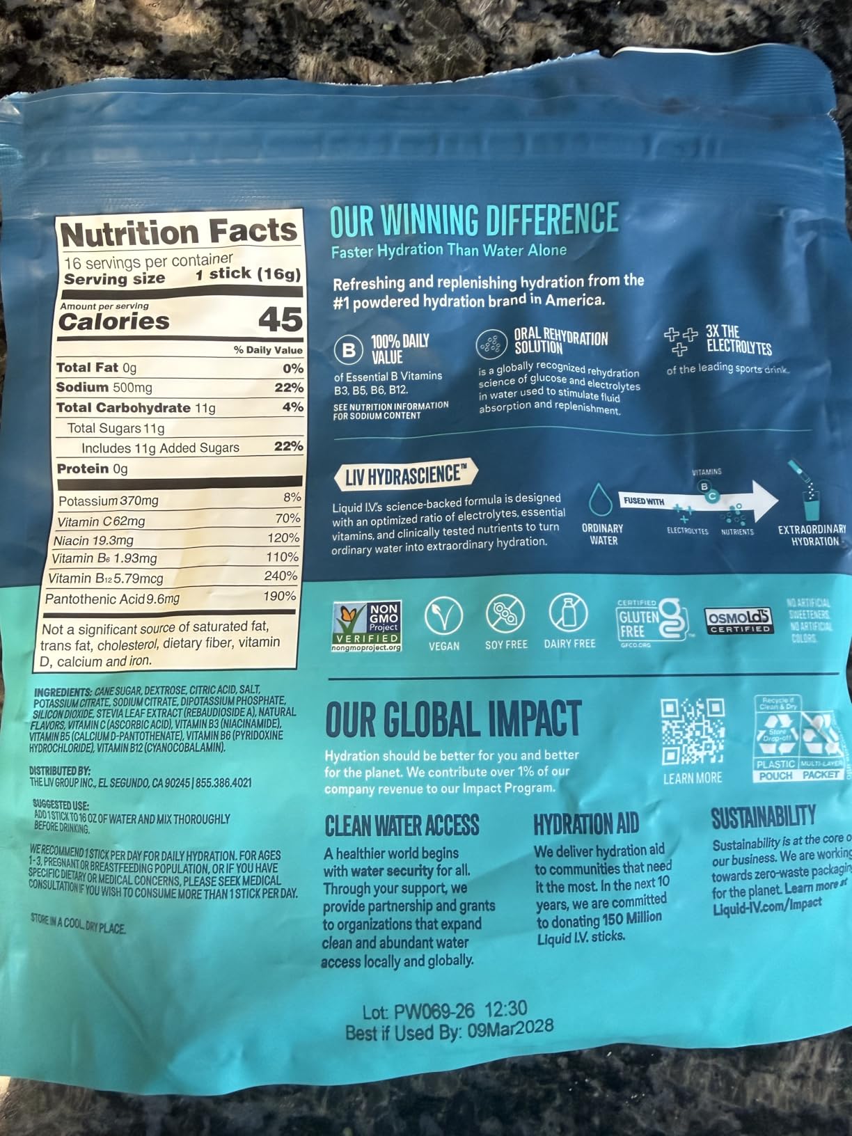Liquid I.V. Hydration Electrolytes, Lemon Lime, 16 Count | Scientifically Formulated | Clinically Proven Hydration customer photo 2