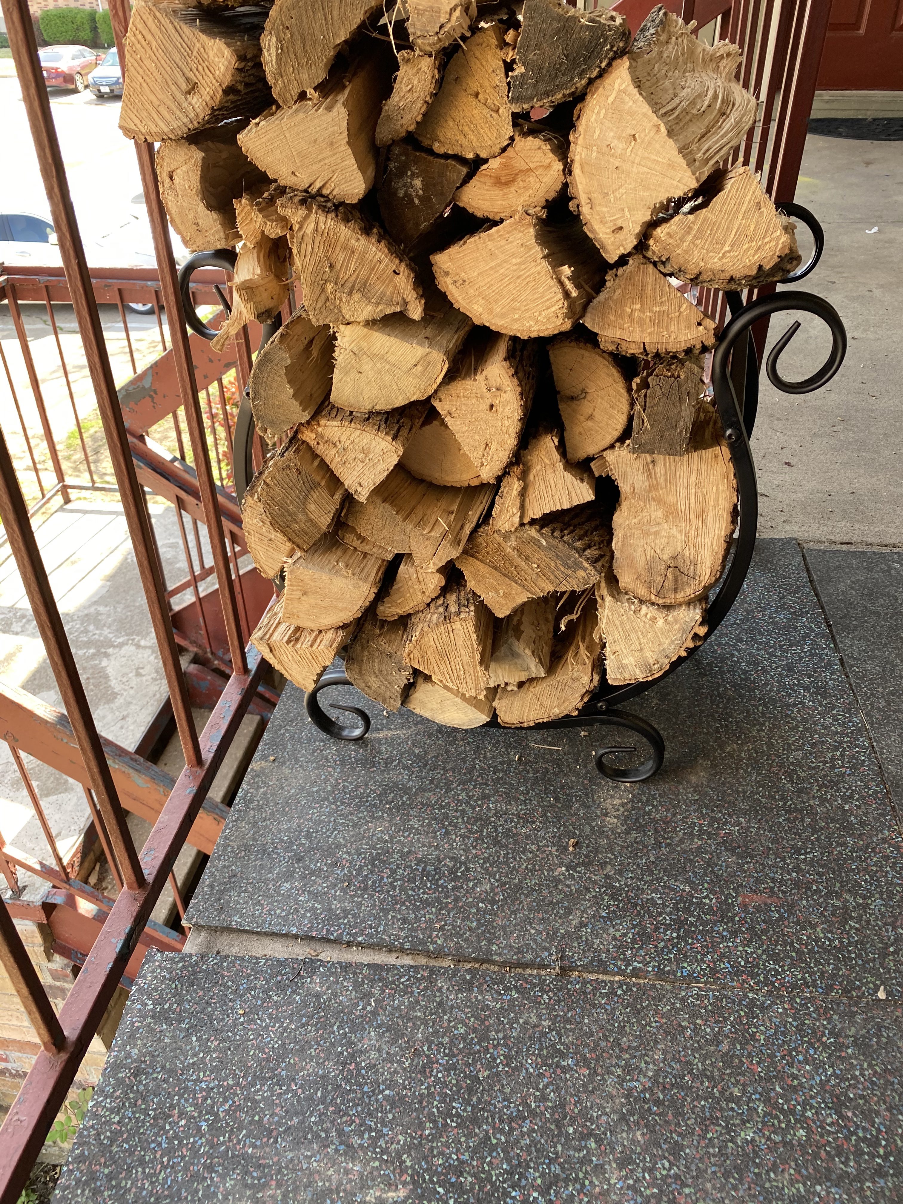 MyGift Black Metal Firewood Rack - Freestanding Fireplace Log Storage Holder with Scrollwork Design customer photo 1