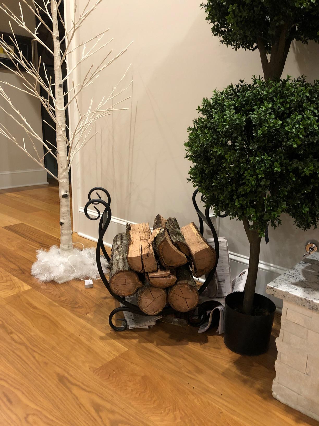 MyGift Black Metal Firewood Rack - Freestanding Fireplace Log Storage Holder with Scrollwork Design customer photo 2
