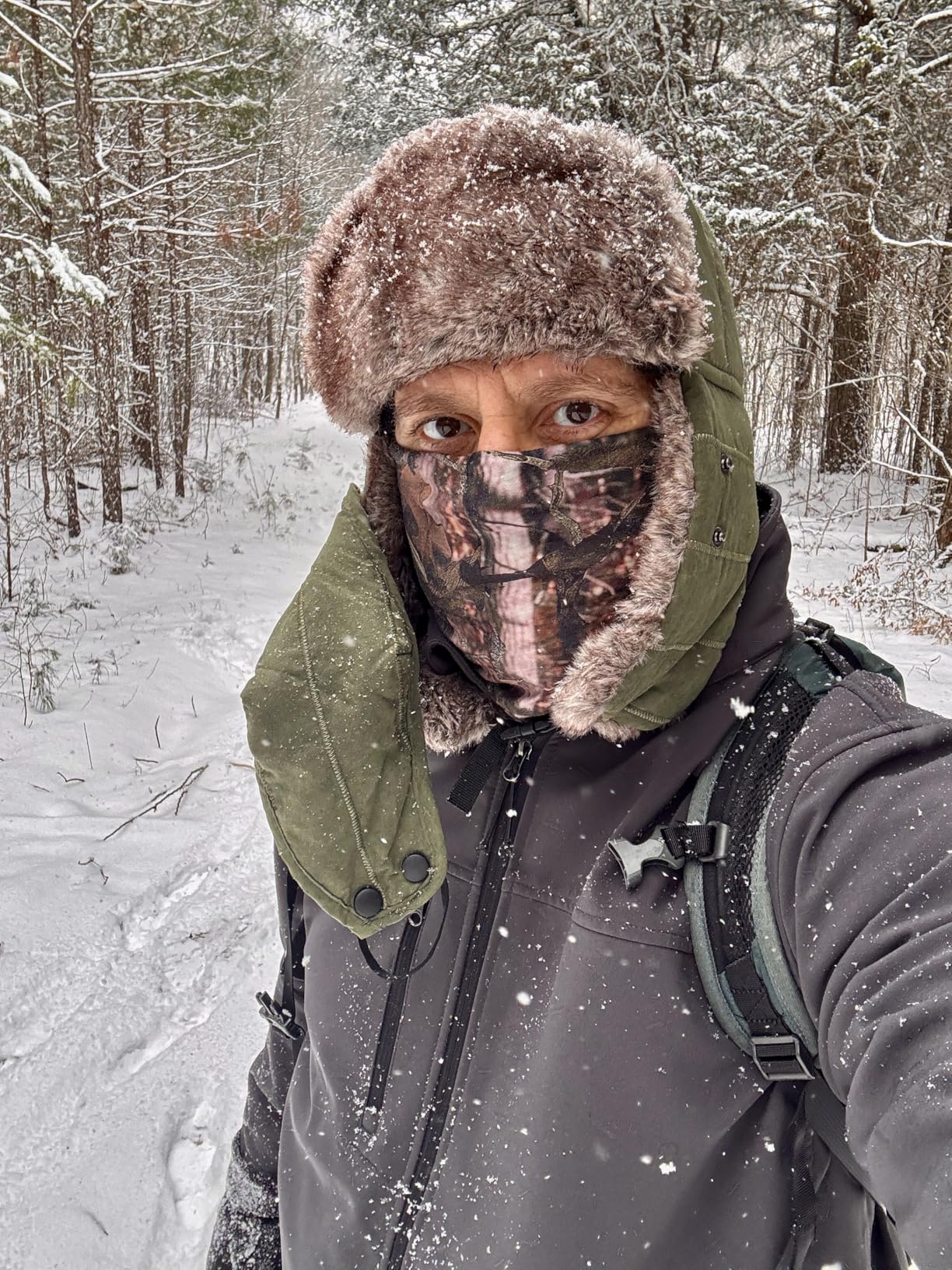 Connectyle Men's Trooper Trapper Hat Warm Winter Hats with Removable Face Mask Earflaps Faux Fur Hunting Outdoor Hat customer photo 1