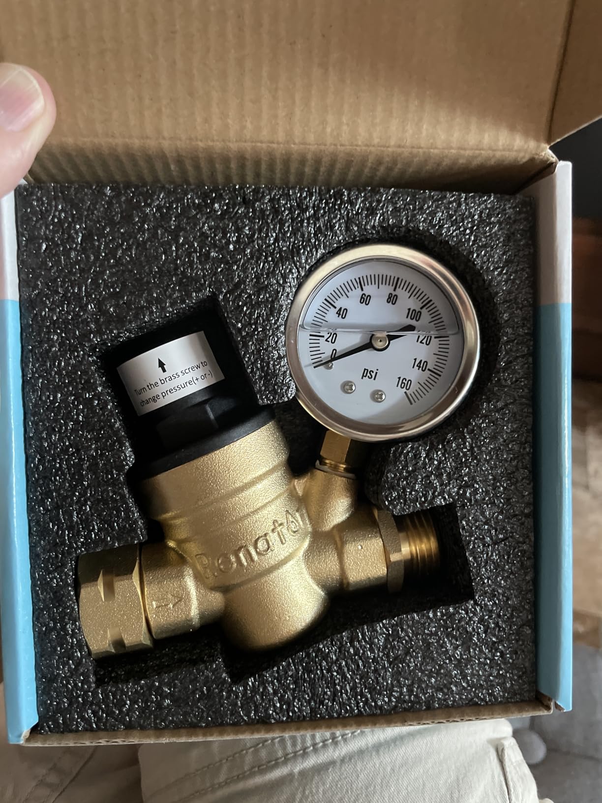Renator RV Water Pressure Regulator for RV Camper. Brass Lead-free Adjustable Water Pressure Regulator with Gauge for Camper Travel Trailer, Reducer Valve W Filter. M11-0660R. customer photo 1