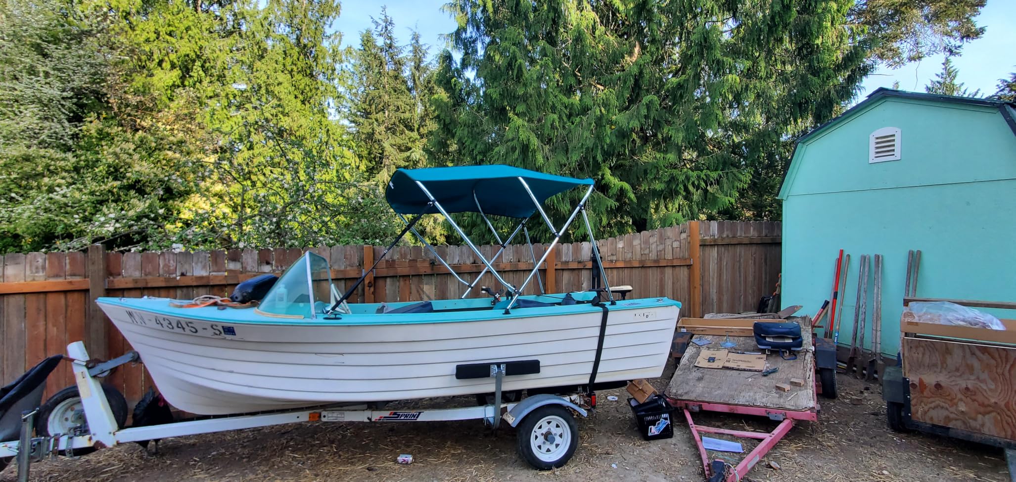 Seamander Bimini Top for Boats,10 Color Options,14 Different Sizes,Included 4 Adjustable Straps & 2 Rear Support Poles,1.25