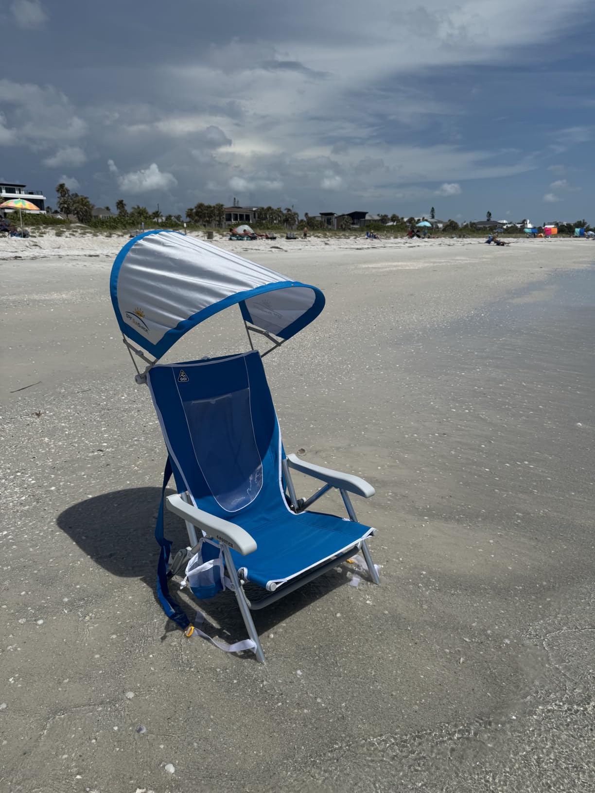GCI Outdoor Sunshade Backpack Beach Chair | Reclining Folding Canopy Chair with Durable Armrests, Drink Holder & Carry Straps, Perfect for Beach Trips & Picnics - Saybrook Blue customer photo 2