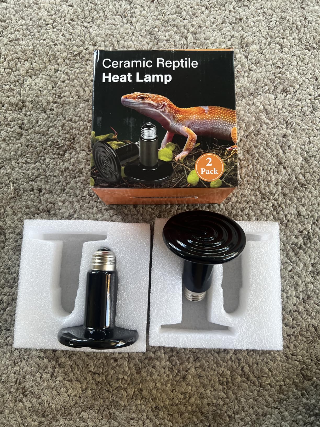 Simple Deluxe 100W 2-Pack Ceramic Reptile Heat Lamp Heat Emitter Bulb No Light Emitting Brooder Coop Heater for Amphibian Pet & Incubating Chicken, Black customer photo 1