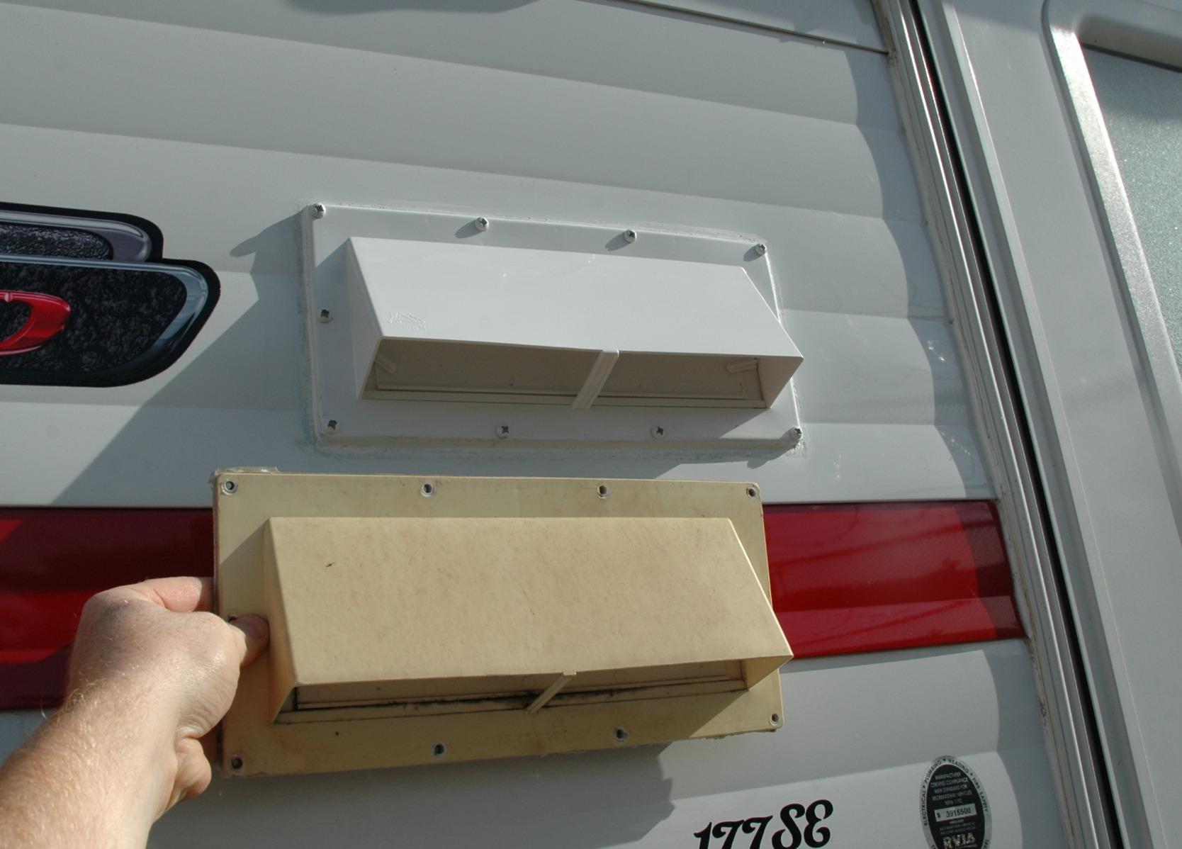 RV Exhaust Vent Cover (White) - Perfect RV Stove Vent Cover Replacement for Trailers, Campers, Motorhomes - Easy to Install with Hardware Included customer photo 1