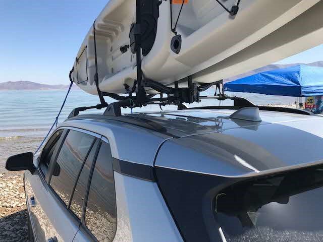 Thule Compass Kayak and SUP roof rack - Carries 2 kayaks or 2 SUPs - J-style carrier - Universal mounting hardware included - Fits 36