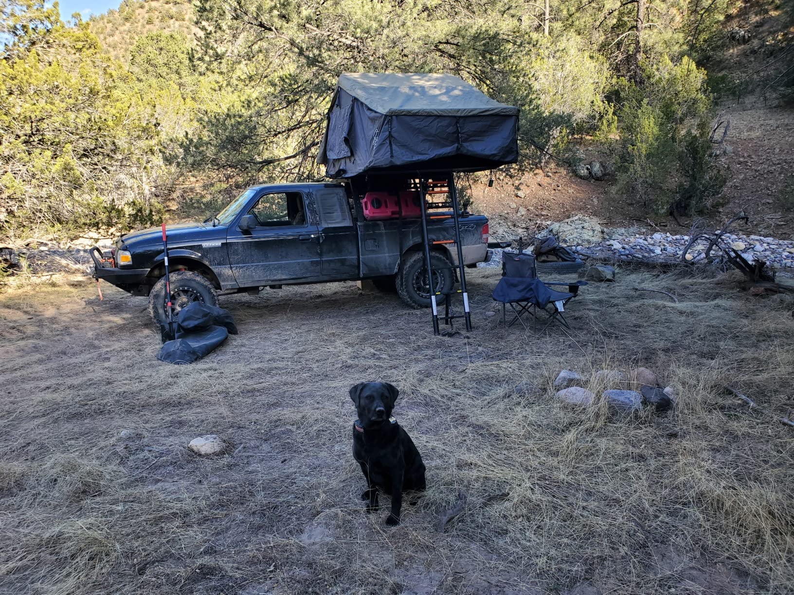 Overland Vehicle Systems HD Nomadic 3 Extended Soft Shell Roof Top Tent - Dark Gray Base with Green Rain Fly & Black 1000G PVC Travel Cover - Black Aluminum Base customer photo 2