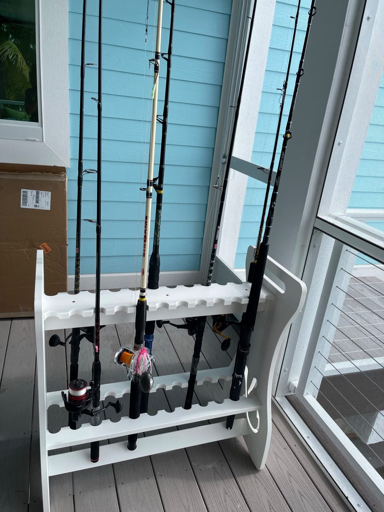 StoreYourBoard Marlin Freestanding Fishing Rod Rack, Holds 24 Rods, Weatherproof PVC customer photo 1