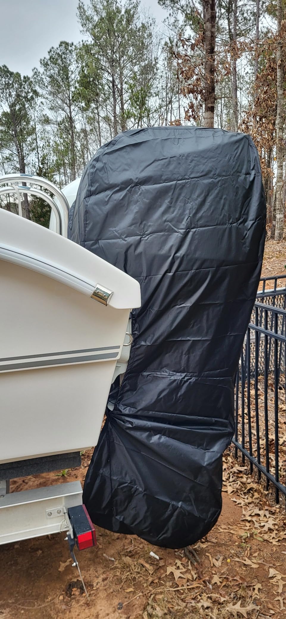 FLYMEI Outboard Motor Cover, 100-150 HP | Boat Motor Cover with Zipper Fit for Mercury, Yamaha, Honda, Waterproof 600D Oxford Fabric customer photo 2
