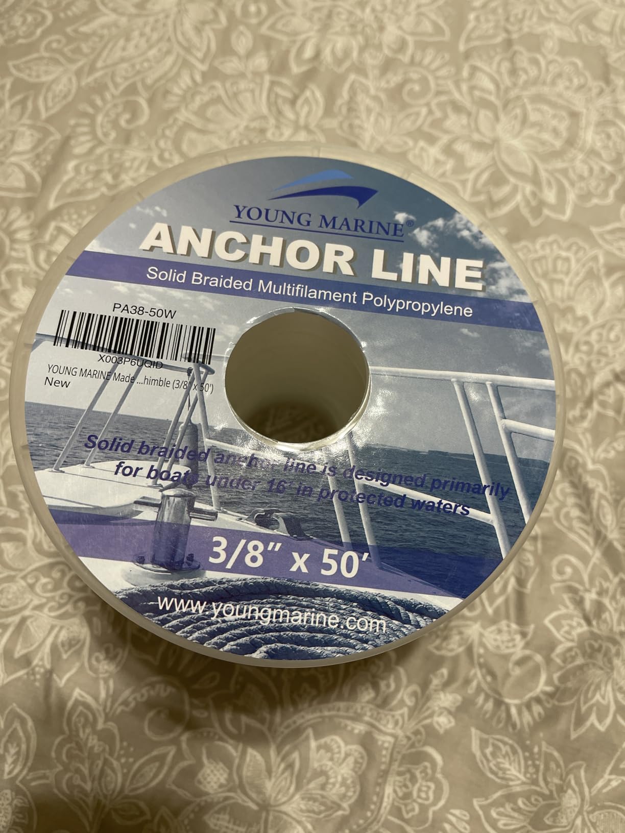 3/8 Inch Boat Anchor Rope/Line with Thimble&Shackle, 3/8