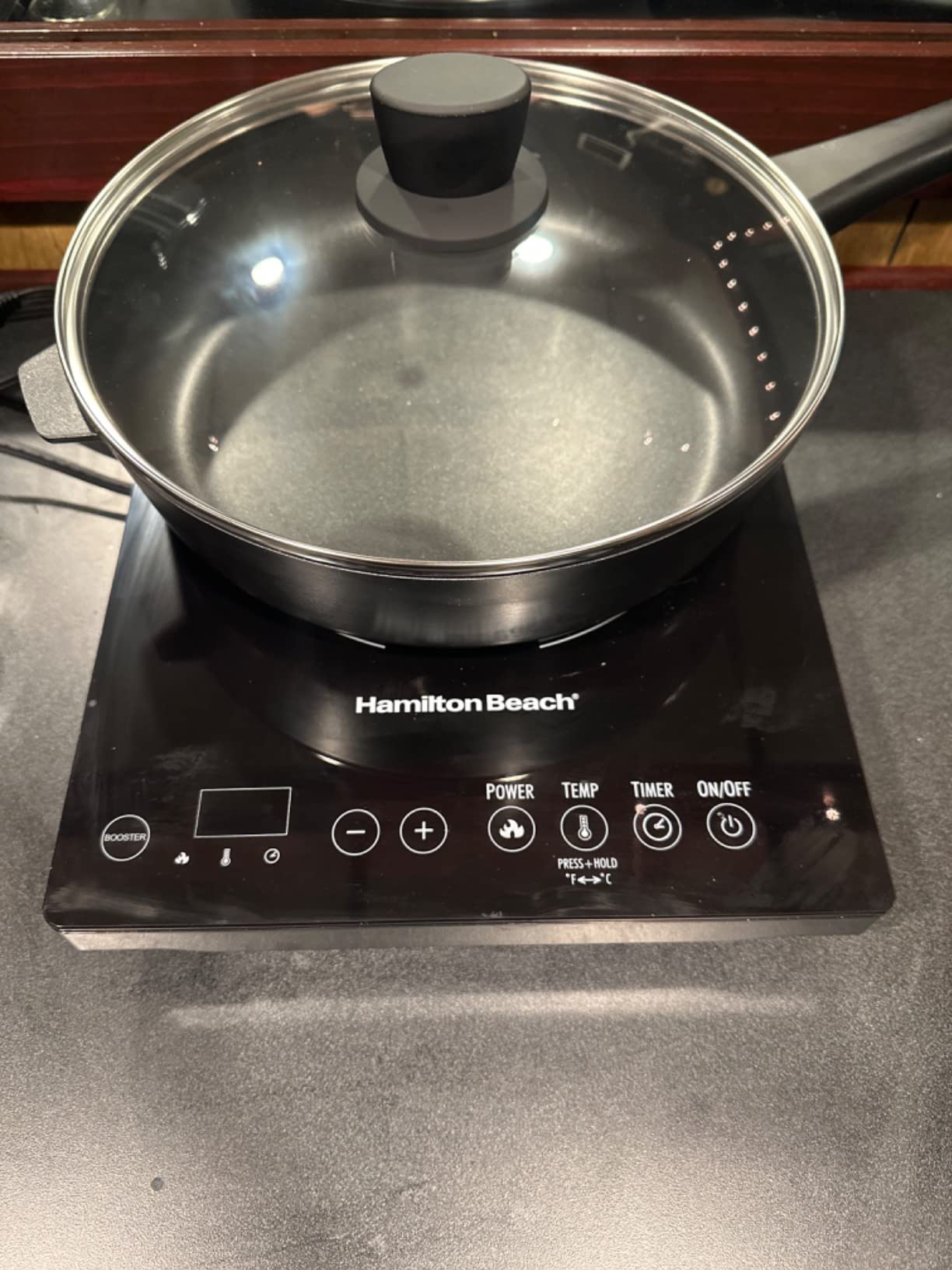 Hamilton Beach Portable Single Induction Cooktop With Fast Heating Mode | Countertop Burner Hot Plate | 1800 Watts | 10 Temperature Settings From 180°F-450°F | Up To 10