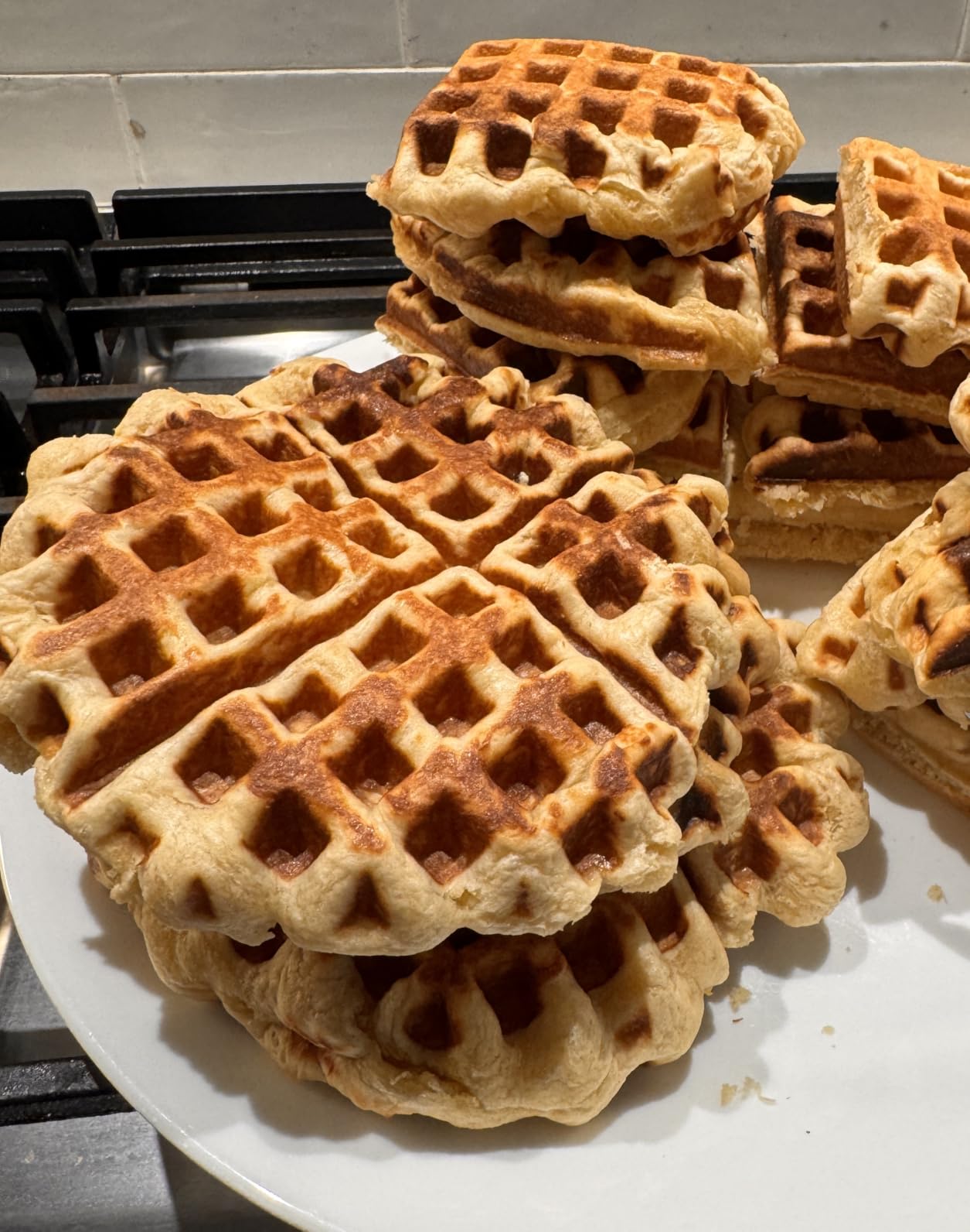 Lehmans Cast Iron Waffle Maker - Two Piece Hinged Non-Electric Waffle Iron for Stovetop or Grill Makes 7 inch Round Waffles - Non-Drip Double Rim - 8 pounds customer photo 1
