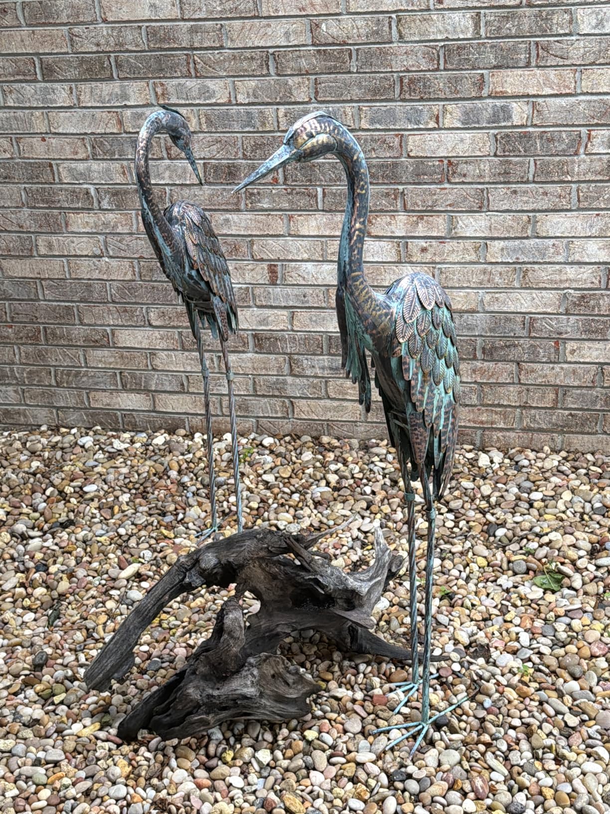 Kircust Garden Crane Statues Metal Heron Outdoor Statue, 46 Inch | Standing Patina Decoy, Weather-Resistant and Rustless, Bird Yard Art for Patio Lawn Pond customer photo 2
