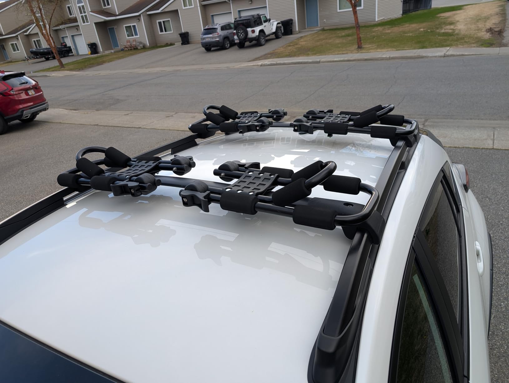 Leader Accessories Folding Kayak Rack 4 PCS/Set J Bar Car Roof Rack for Canoe Surf Board SUP On Roof Top Mount on SUV, Car and Truck Crossbar with 4 pcs Tie Down Straps customer photo 1