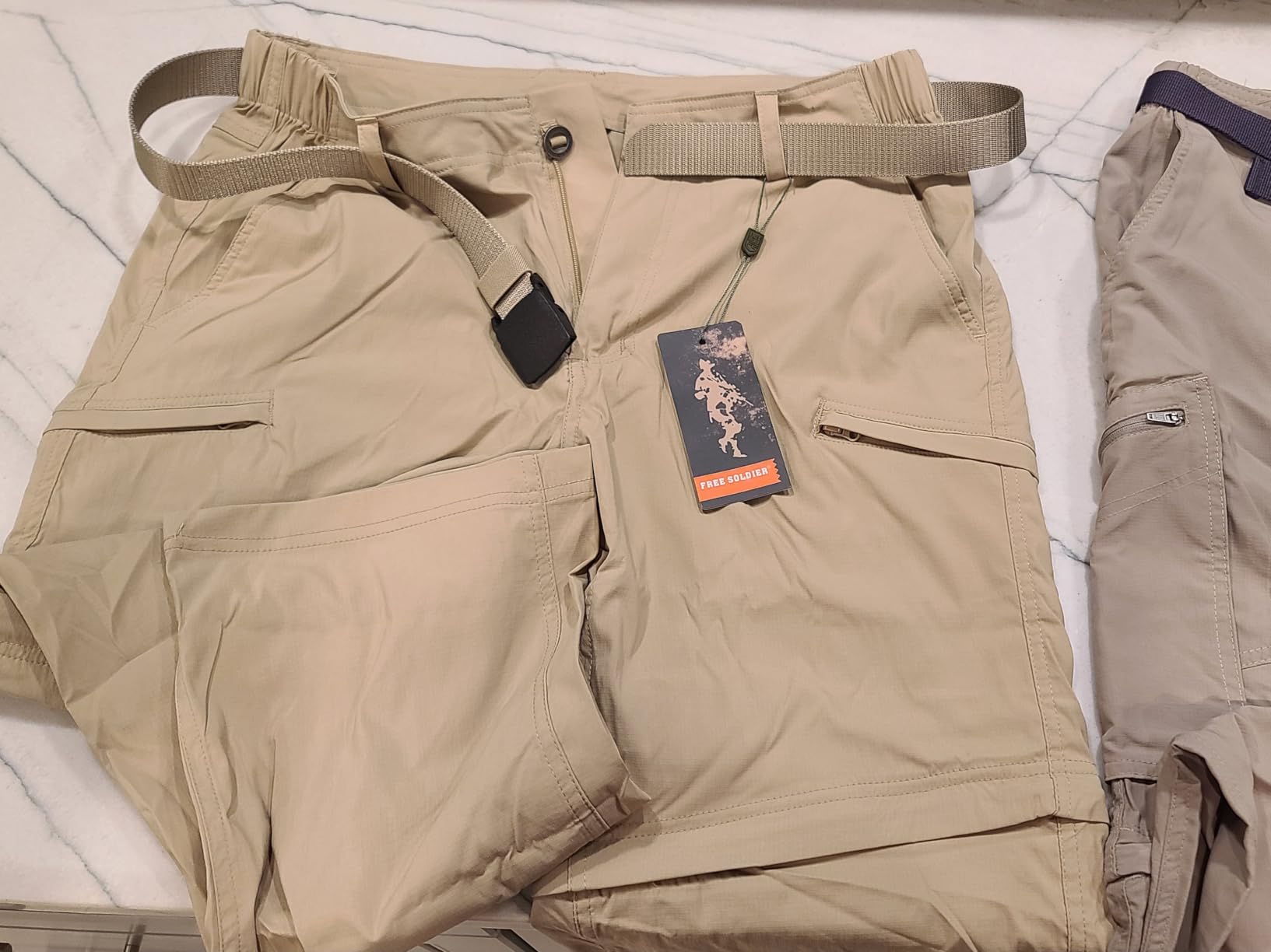 FREE SOLDIER Men's Outdoor Convertible Hiking Pants with Belt Lightweight Quick Dry Tactical Cargo Pants Nylon Spandex customer photo 1