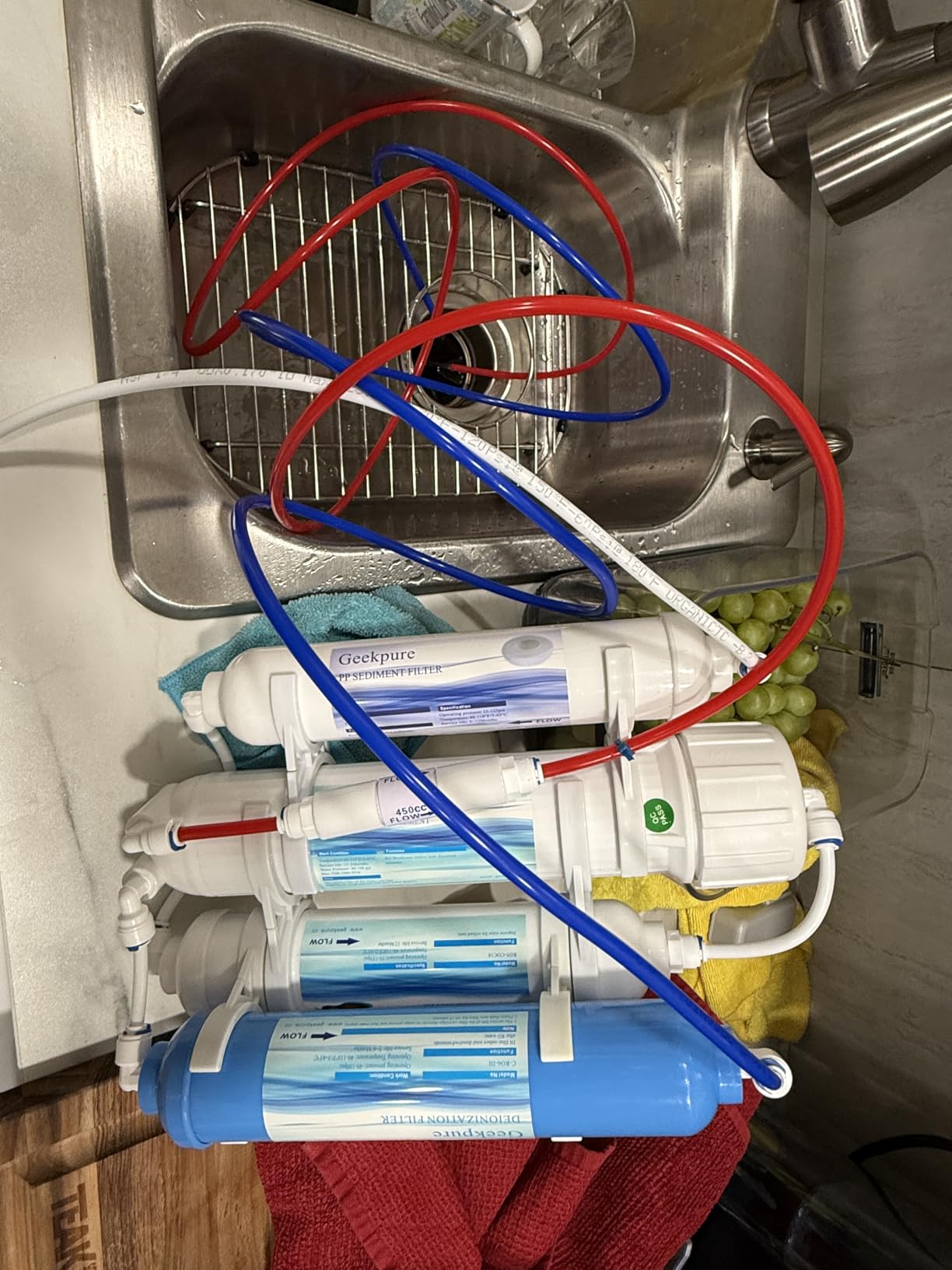 Geekpure 4 Stage Portable Reverse Osmosis Water Filtration System - 100 GPD with DI Filter TDS Down to 0 ppm customer photo 2