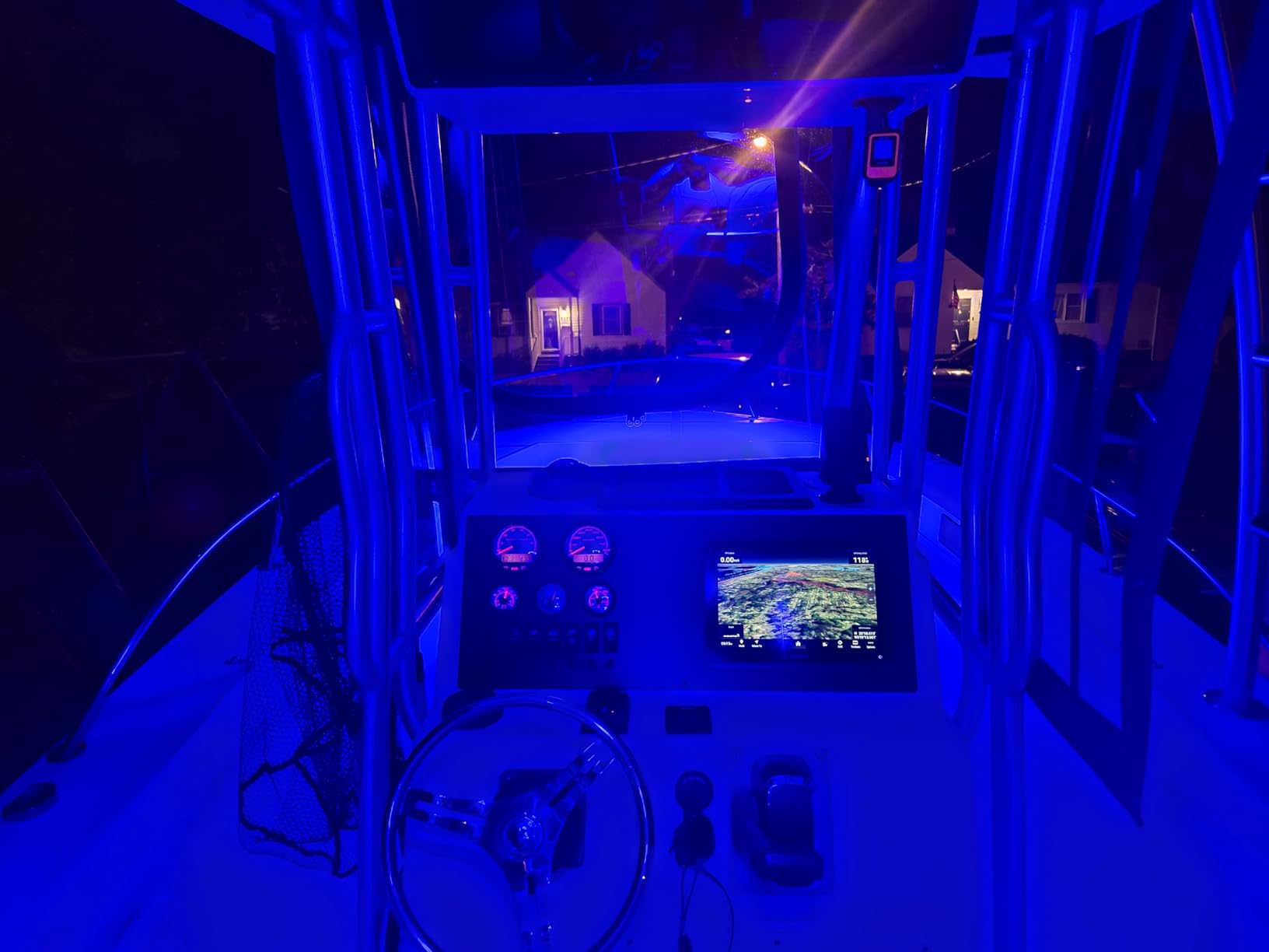 Dual Color LED Boat Spreader Light Deck Flood Beam Stainless Hardware & Bracket IP68 Waterproof Multicolor Bright High Lumen Output (White Housing, White & Blue) customer photo 2