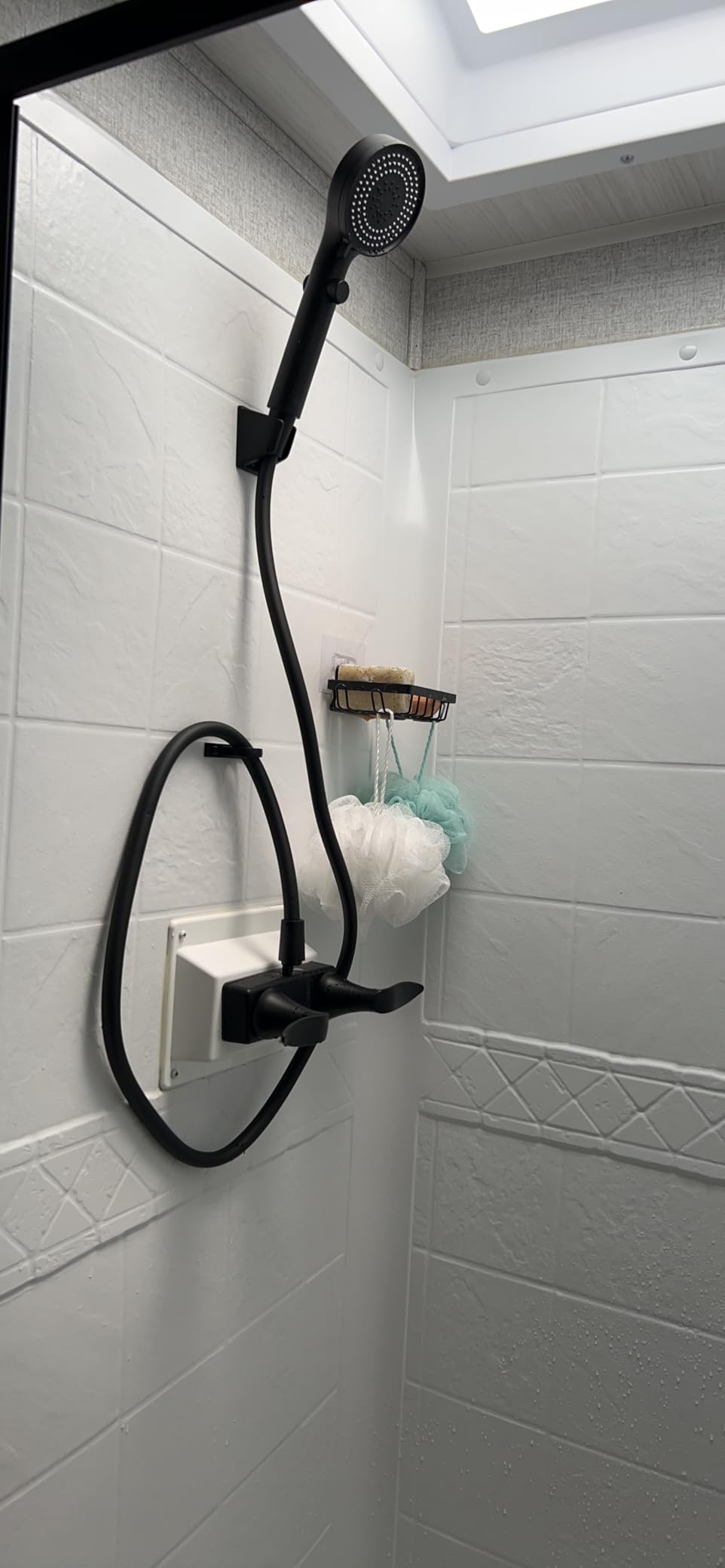 RV Shower Head with Hose, High Pressure Shower Head with Handheld On Off Switch, Travel Trailer, Motorhome and Boat and Camper Must Have RV Accessories Replacement Part, Matte Black customer photo 1
