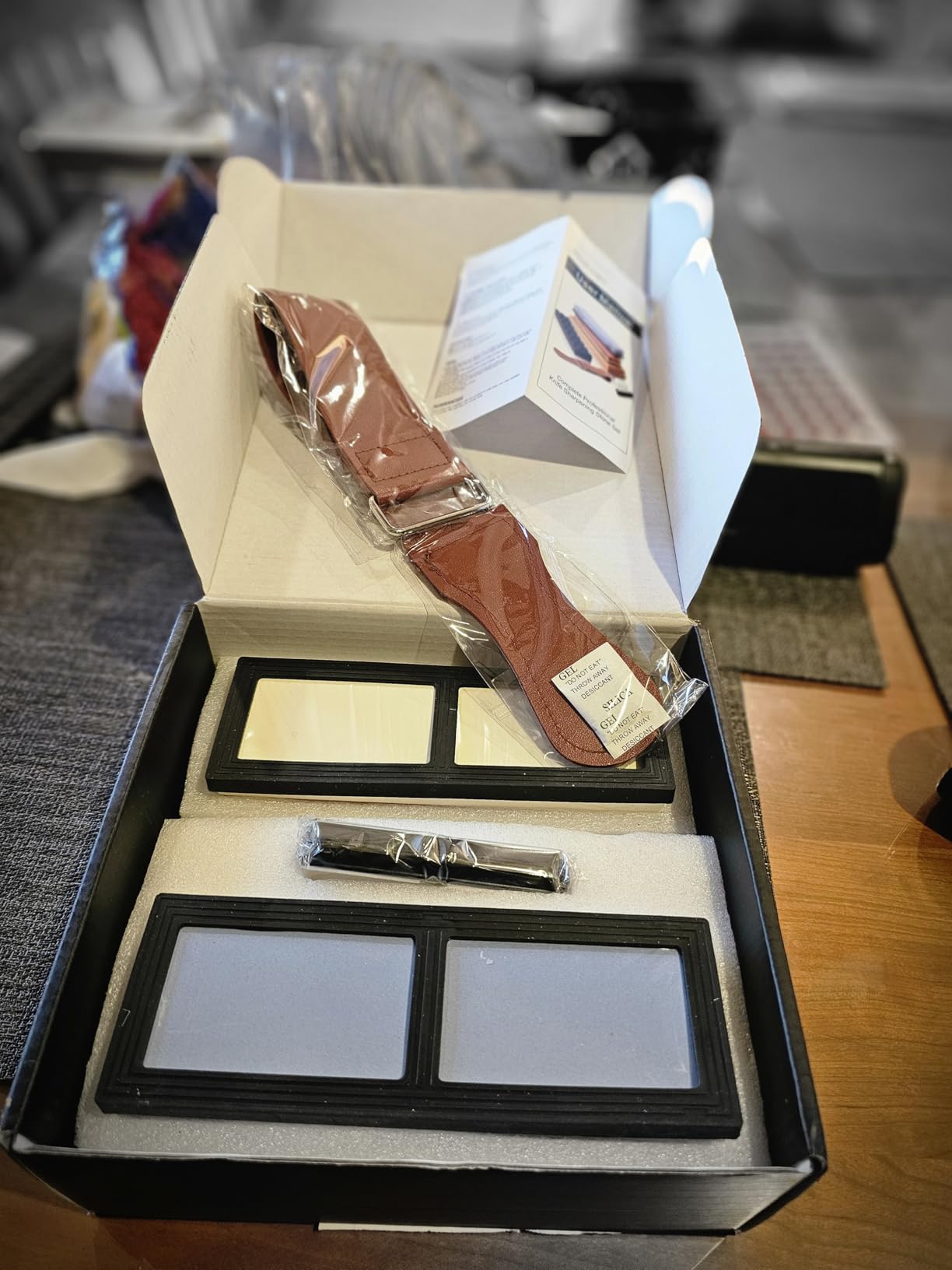 Intelitopia Complete Knife Sharpening Stone Set - Dual Grit Whetstone 400/1000 3000/8000 Knife Sharpener with Leather Strop, Flattening Stone, Bamboo Base, 3 Non-slip Rubber Bases & Angle Guide customer photo 2
