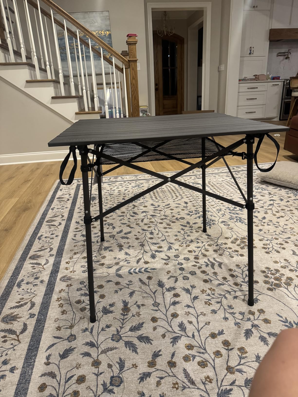 SUNNYFEEL Aluminum Folding Camping Table, Lightweight Roll Up Portable Foldable Outdoor Table, Seats 4 with Carry Bag & Mesh Shelf for Picnic, Beach, Tailgating & Card Game, 27.5