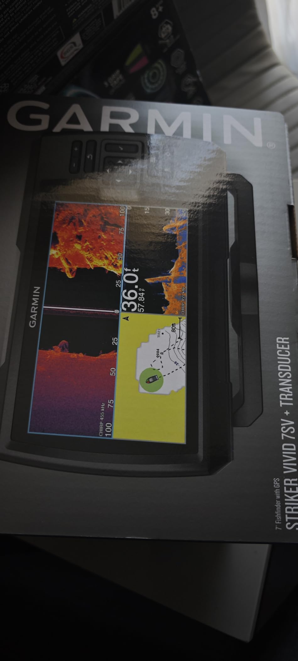 Garmin Striker Vivid 7sv, Easy-to-Use 7-inch Color Fishfinder and Sonar Transducer, Vivid Scanning Sonar Color Palettes (010-02553-00) | 7 Wvga Fishfinder with Chirp Plus Clearvü and Sidevü, Built-in GPS, Quickdraw Contours customer photo 1