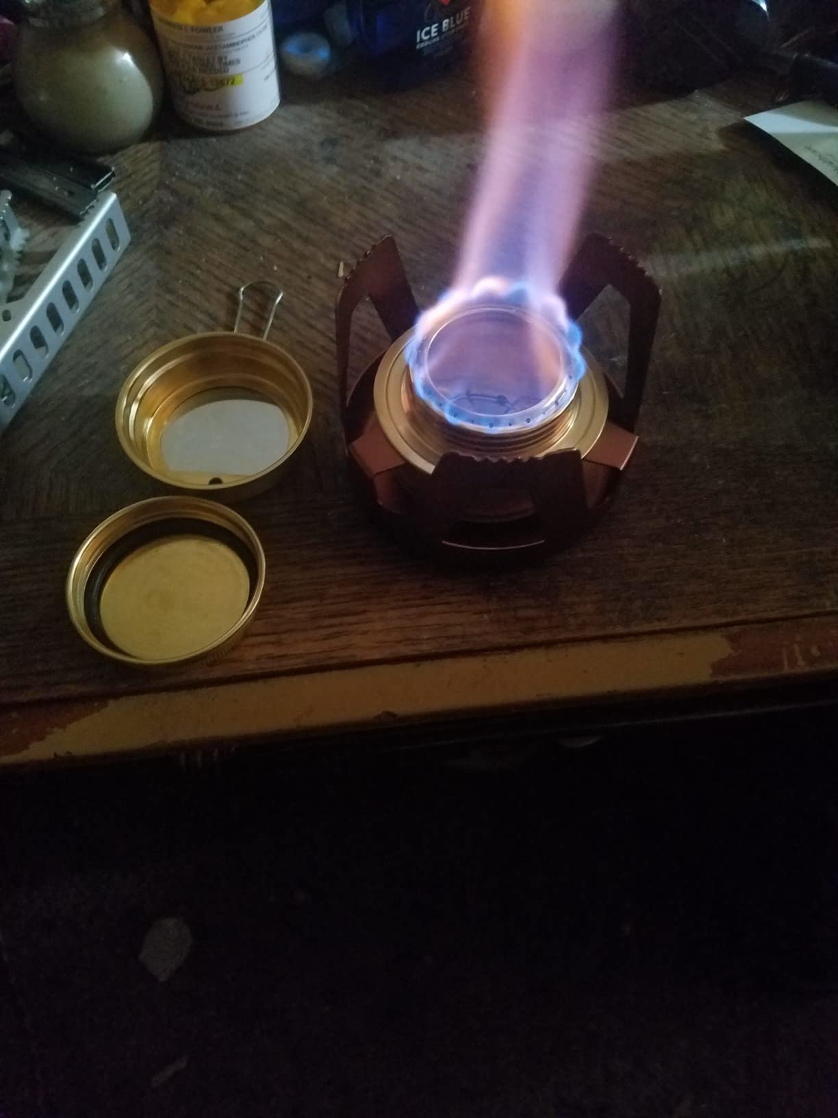Mini Alcohol Backpacking Stove, Lightweight Brass Spirit Burner with Aluminium Stand for Camping Hiking and Picnic customer photo 1