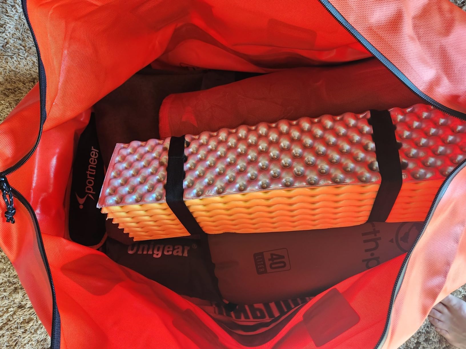 UNPLUG Ultimate Adventure | 1680D Heavy Duty Waterproof Bag | Large Travel Bag which can be Used for Camping, Motorcycling, Boating, or Hunting|110L Adventure Orange customer photo 1