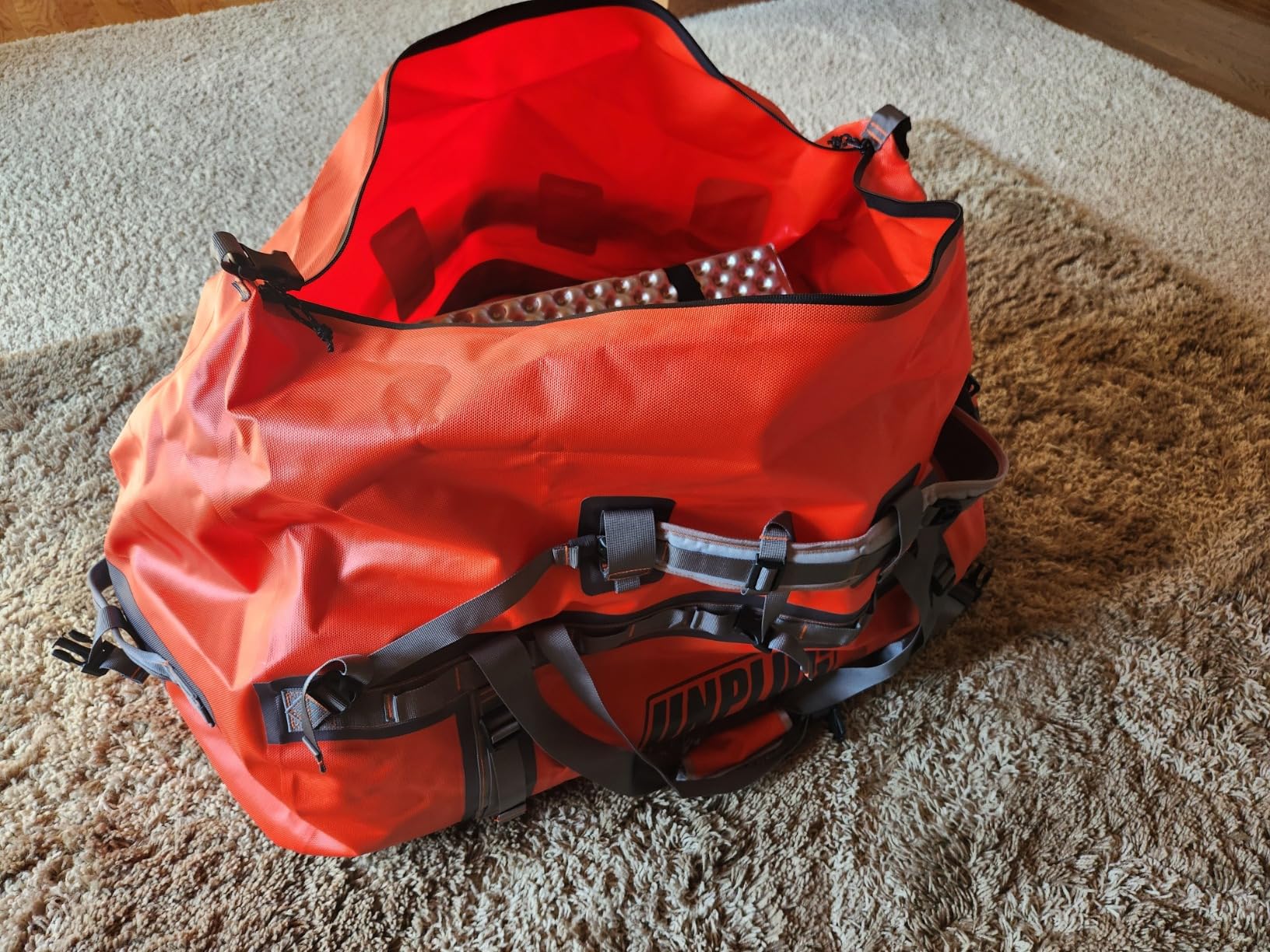 UNPLUG Ultimate Adventure | 1680D Heavy Duty Waterproof Bag | Large Travel Bag which can be Used for Camping, Motorcycling, Boating, or Hunting|110L Adventure Orange customer photo 2