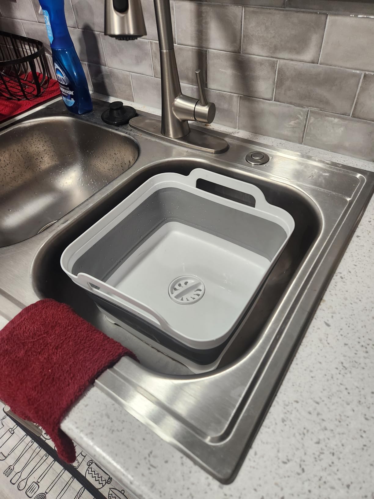 MontNorth Collapsible Wash Basin 9L, Foldable Dish Tub with Drain Plug, Portable Collapsible Dish Basin, Camping Sink for Washing Dishes, Laundry & Kitchen Use (Gray) customer photo 2