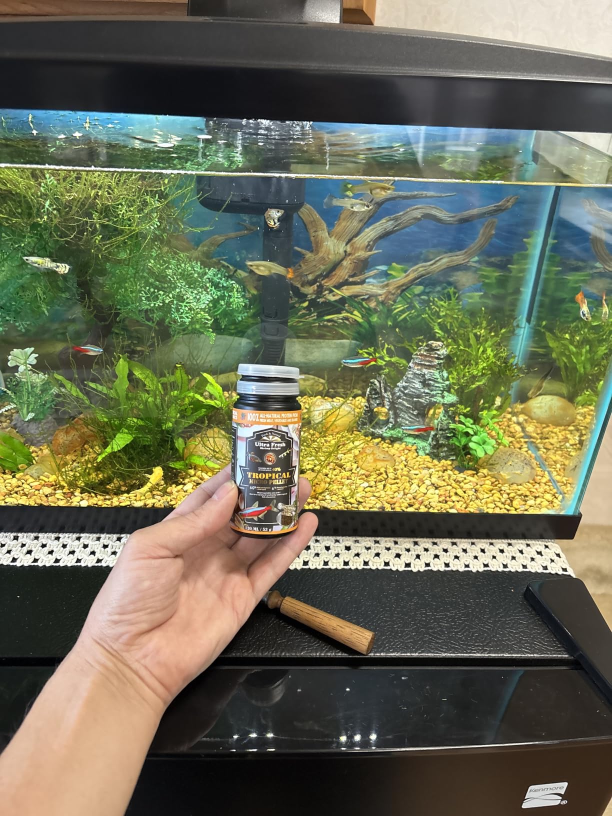 Ultra Fresh Tetra Fish Food, Slow Sinking, All Natural Ingredients, Wild Sword Prawns, Spirulina, Color Enhancement, Small Granules, Tropical Micro Pellet 1.87 oz customer photo 1