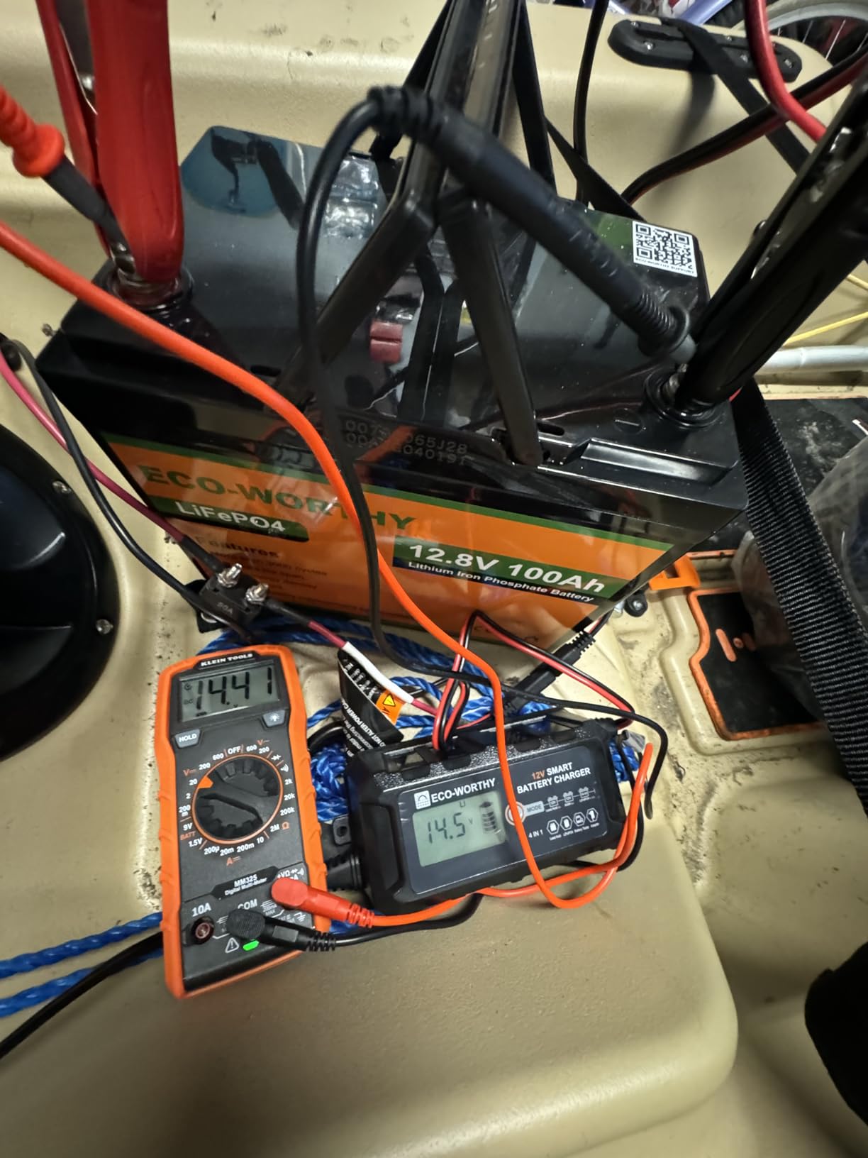 ECO-WORTHY 12V 100AH LiFePO4 Lithium Battery with Bluetooth, Max.1280Wh Energy, Low Temperature Protection, Group 24, Built-in 100A BMS, Perfect for Trolling Motor, RV, Boat, Solar Off-Grid customer photo 1