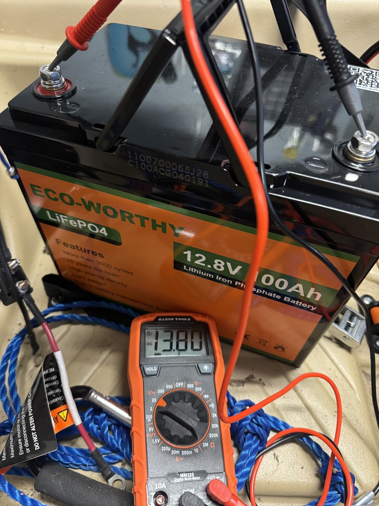 ECO-WORTHY 12V 100AH LiFePO4 Lithium Battery with Bluetooth, Max.1280Wh Energy, Low Temperature Protection, Group 24, Built-in 100A BMS, Perfect for Trolling Motor, RV, Boat, Solar Off-Grid customer photo 2