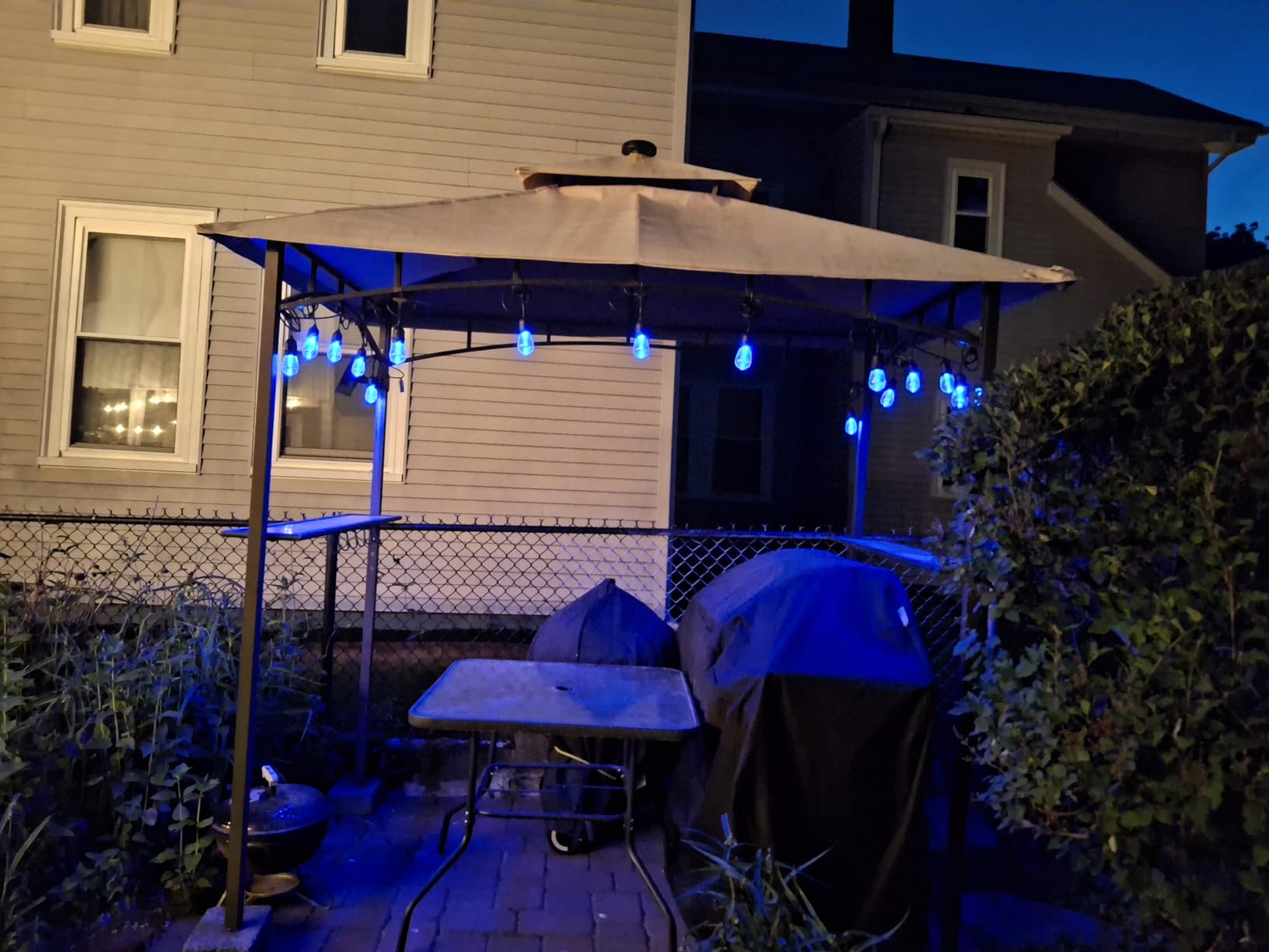 48FT Solar Outdoor RGB String Lights Waterproof Shatterproof, 15+3 Dimmable LED Bulbs with Remote Commercial Patio Light for Cafe, Yard, Party customer photo 1