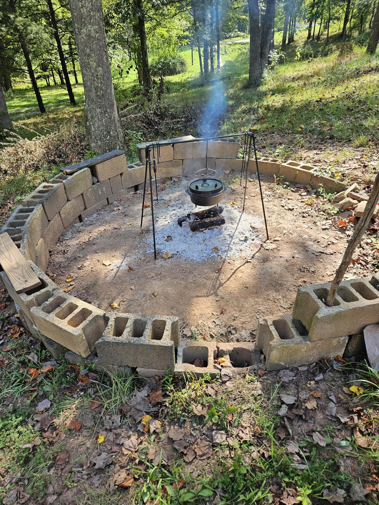 Grill Swing Hanging Campfire Cooking Stand with Adjustable Iron Grill Grate, Collapsible Campfire Cooking Rack with Hooks and Accessories for BBQ Picnic, Outdoor Camping Cookware, Dutch Oven customer photo 2