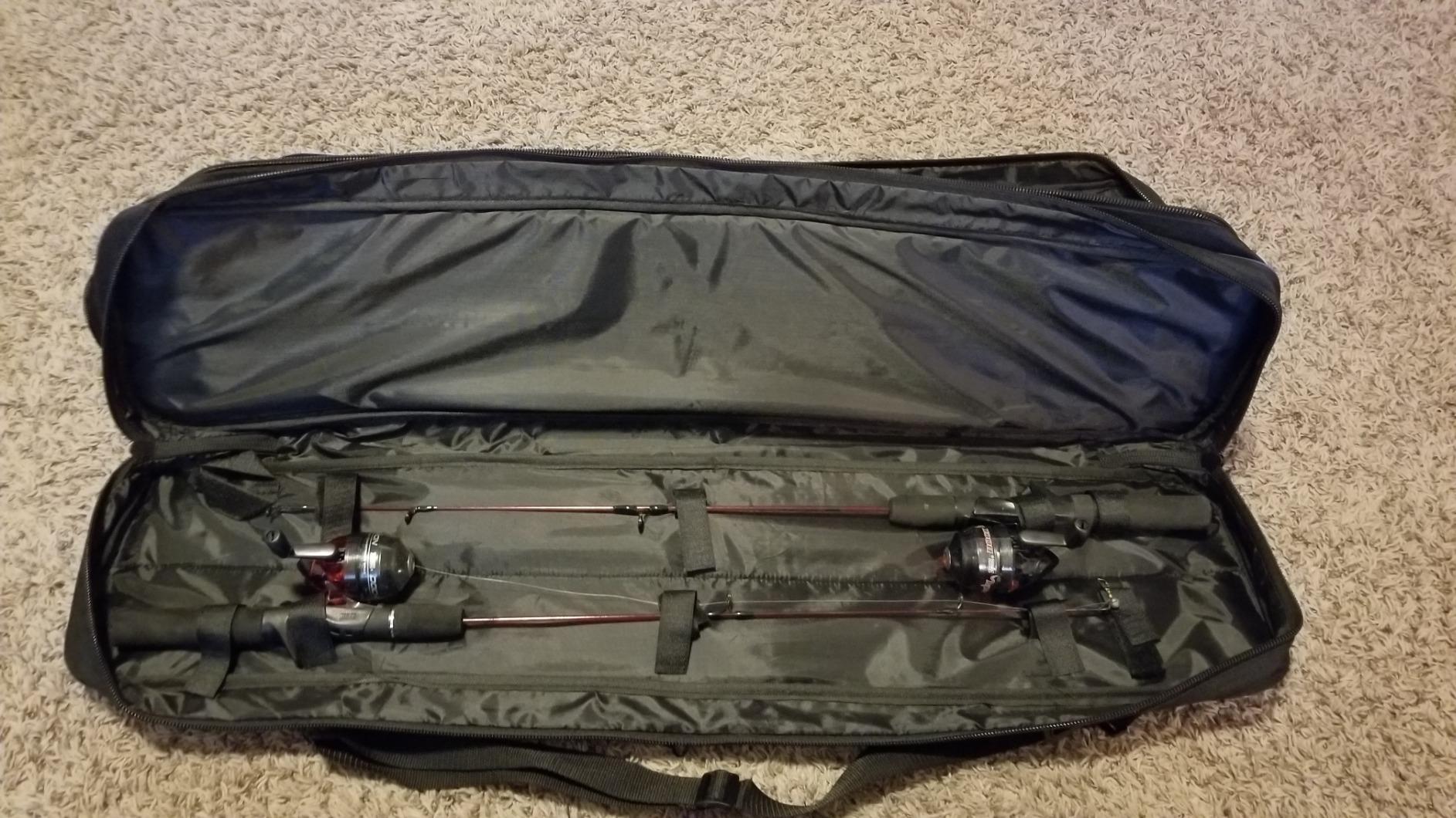 Ice Fishing Rod Case - Water-Resistant Travel Rod & Reel Case with Hard Shell Tube, Spinning Rod & Tip-Up Storage - Fishing Pole Bag for Travel - Fits 8 Setups - 36 inches customer photo 2