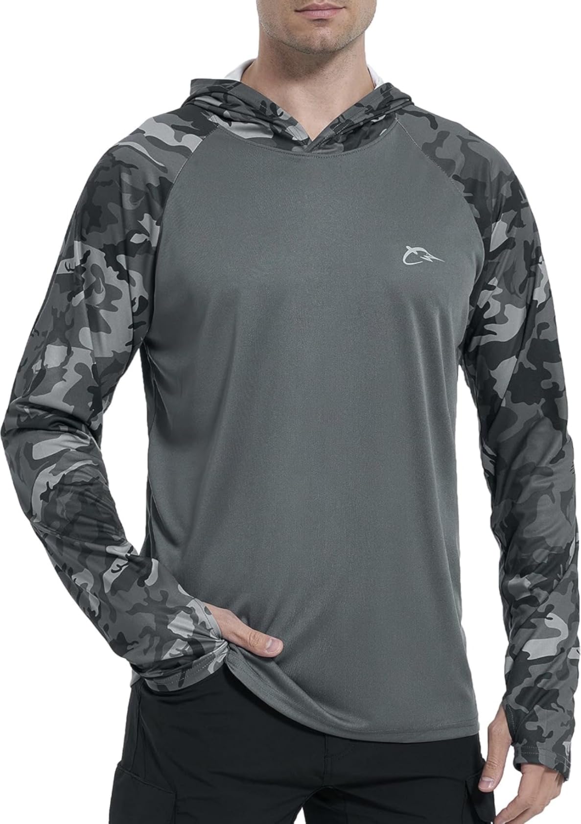 FISHEAL Men's Performance Fishing Hoodie Shirt with Thumbholes - UPF 50 Sun Protection Camo Long Sleeve Shirts Quick-Dry customer photo 1
